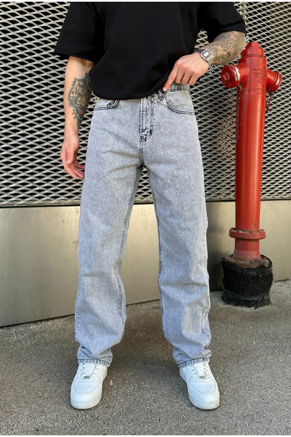 serline Gri Baggy Pantolon