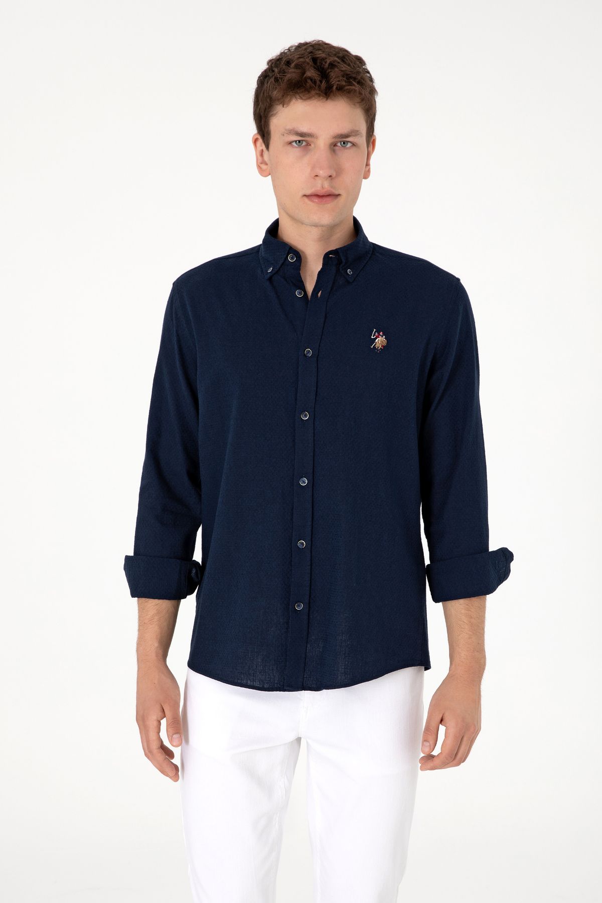 U.S. Polo Assn. Erkek Lacivert Uzun Kollu Gömlek 50299578-VR033