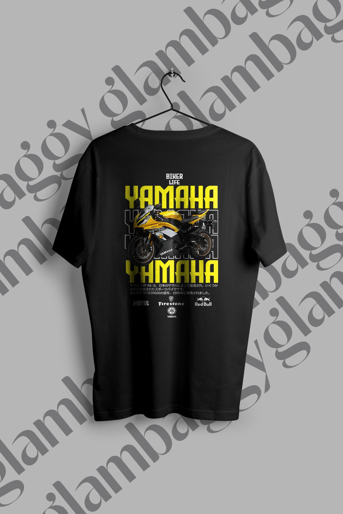 Glambaggy Yamaha R6 Baskılı Siyah Tişört
