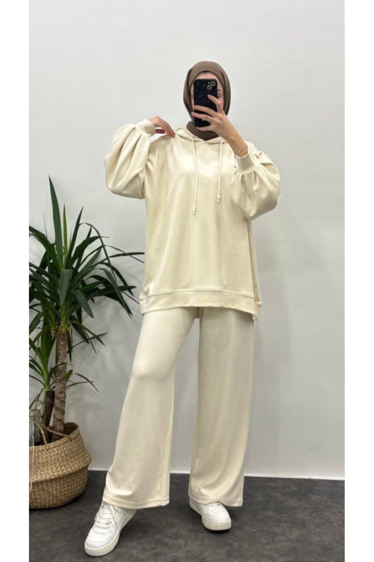 Suede Style 5350 - 2 İplik Oversize Kapşonlu Kadın Takımı