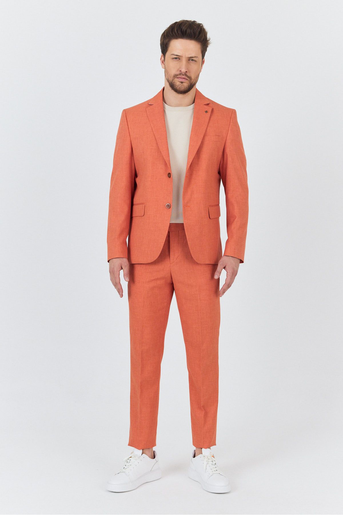 Frappoli Nipoye Erkek Turuncu 2'li Slim Fit Takım Elbise