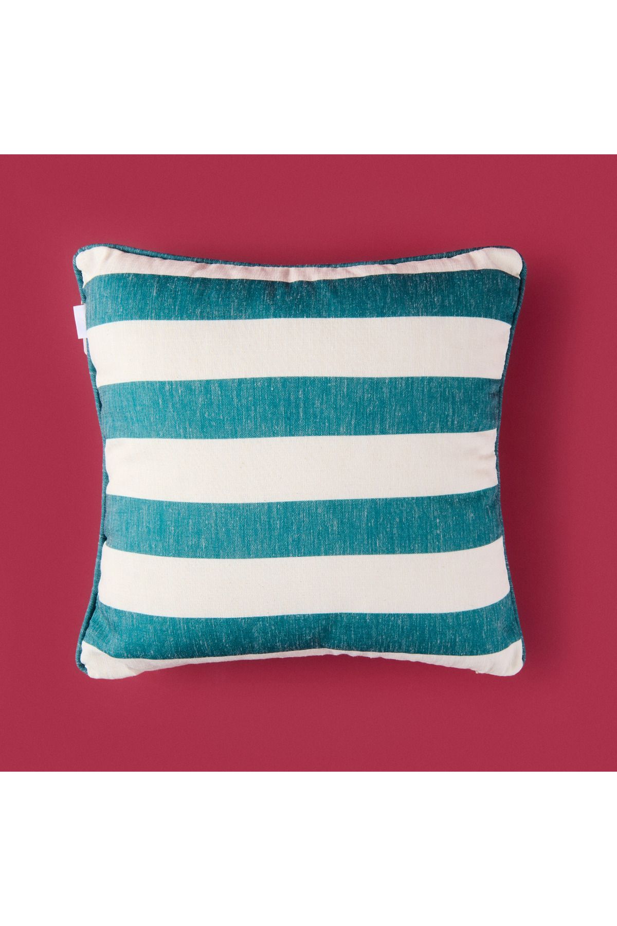 Evidea Soft Nautical Fun Çizgili Kırlent - Hardal / Yeşil - 40x40 cm