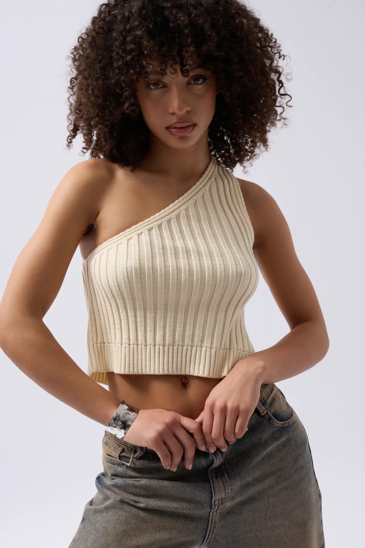 Secret Passion Lingerie Yeni Sezon Tek Omuz Detaylı Örgü Kadın Bluz 52215009