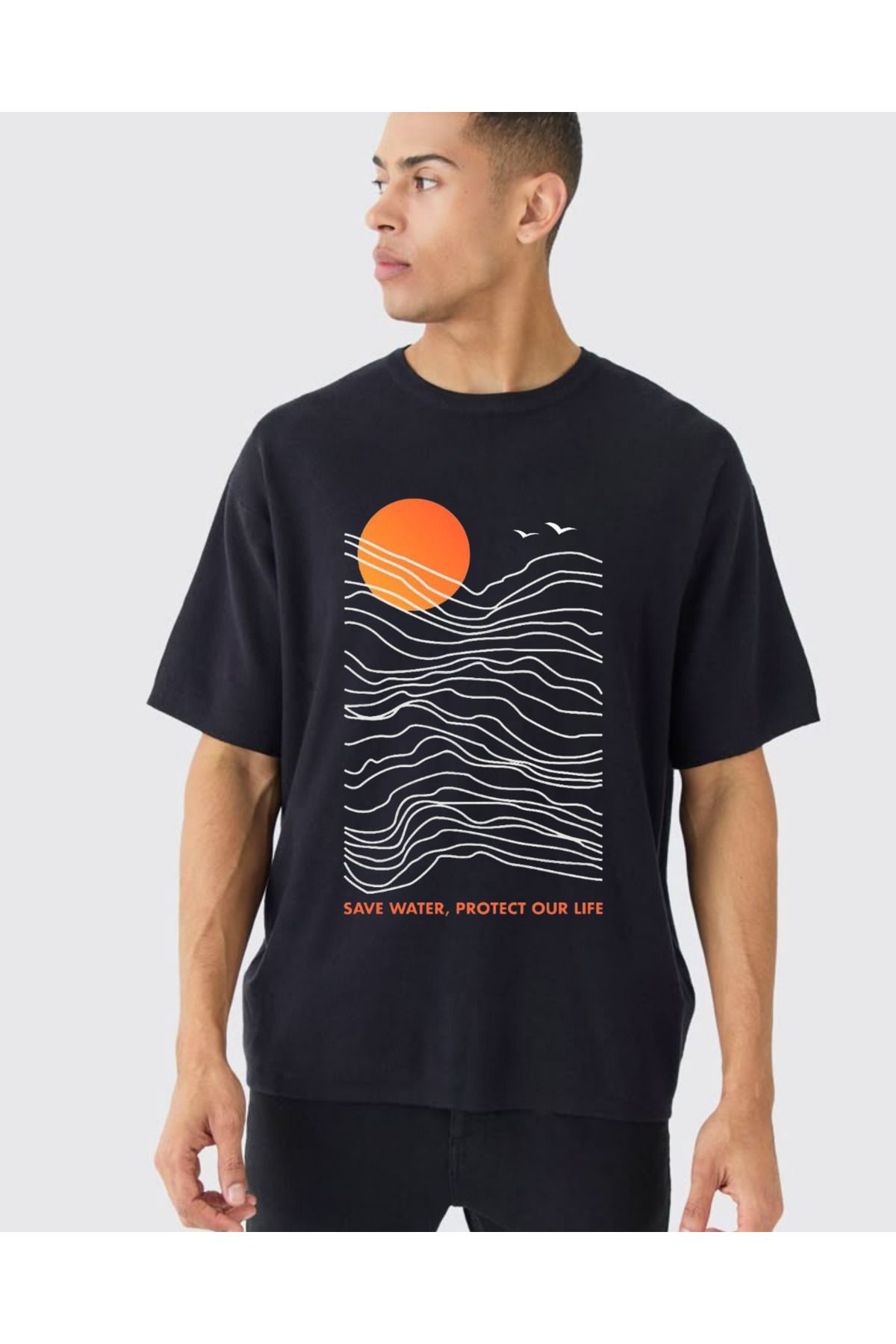 DAĞ TEKSTİL SAVE WATER Oversize T-shirt