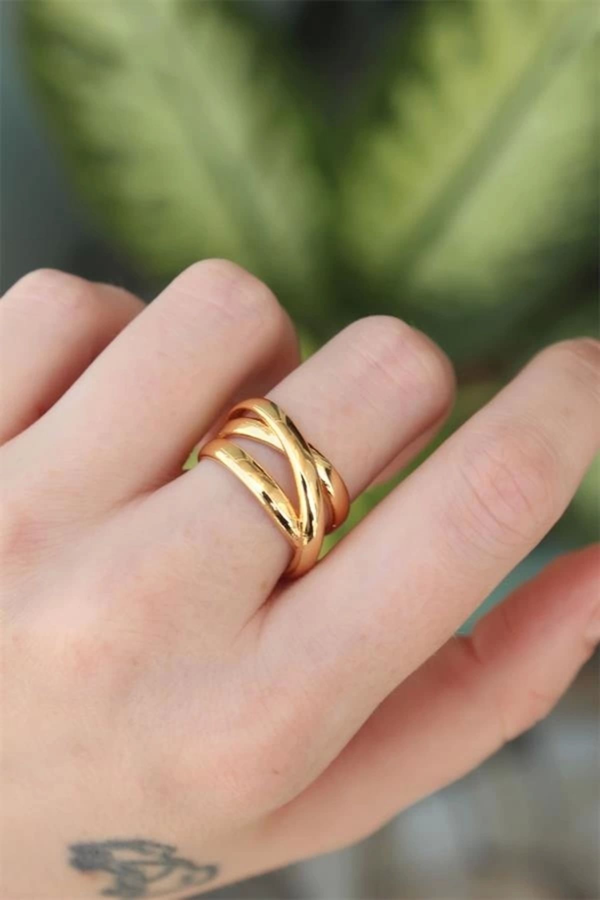 Lale Moda Pirinç Gold Renk Ayarlanabilir Sarmal Yüzük