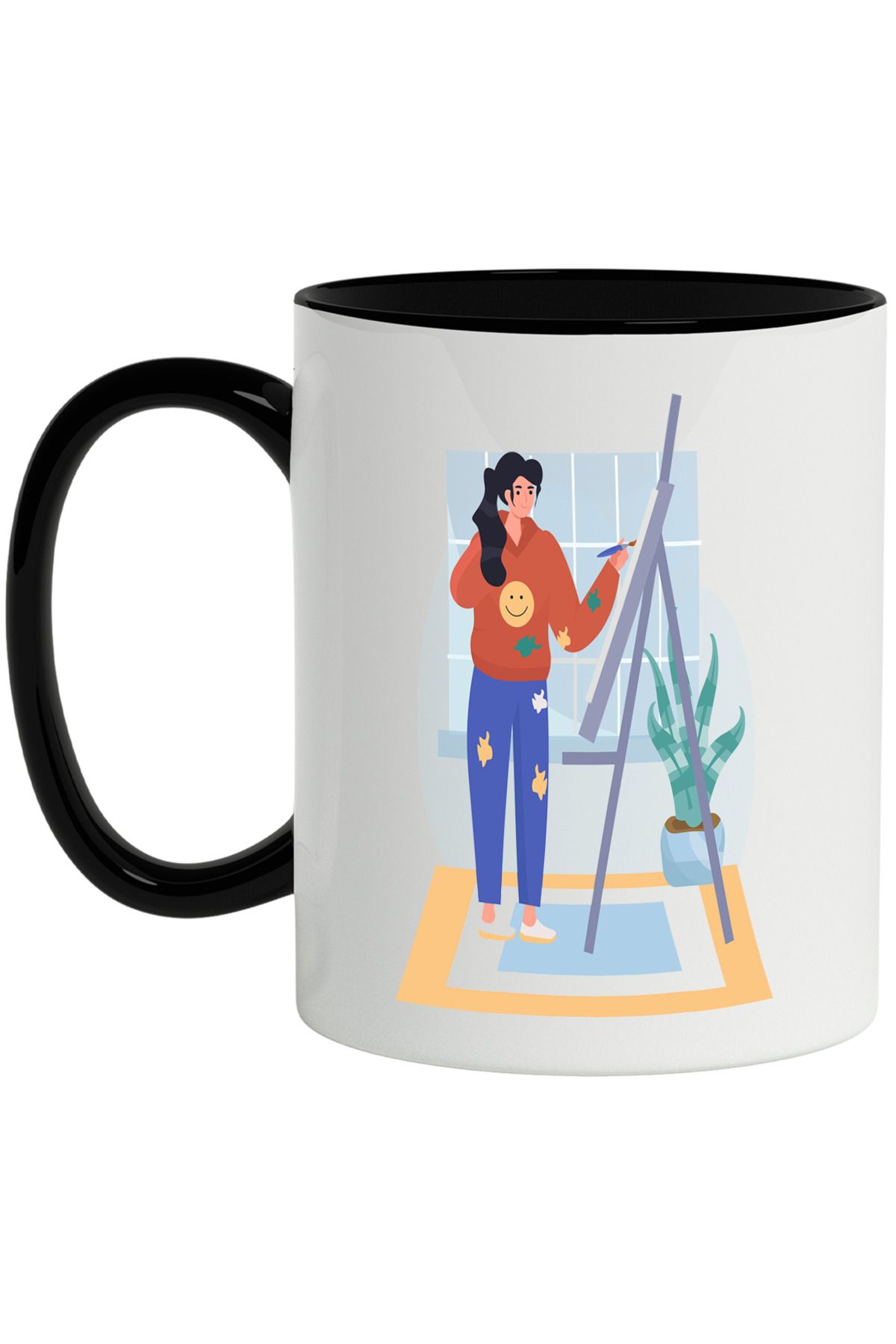 StoryGift Romania Cana Cu Sevalet, Pictura, Pensula, Artist, Covor, Multicolor 330 Ml, Ceramica Cu, Cu ,stg - One Size