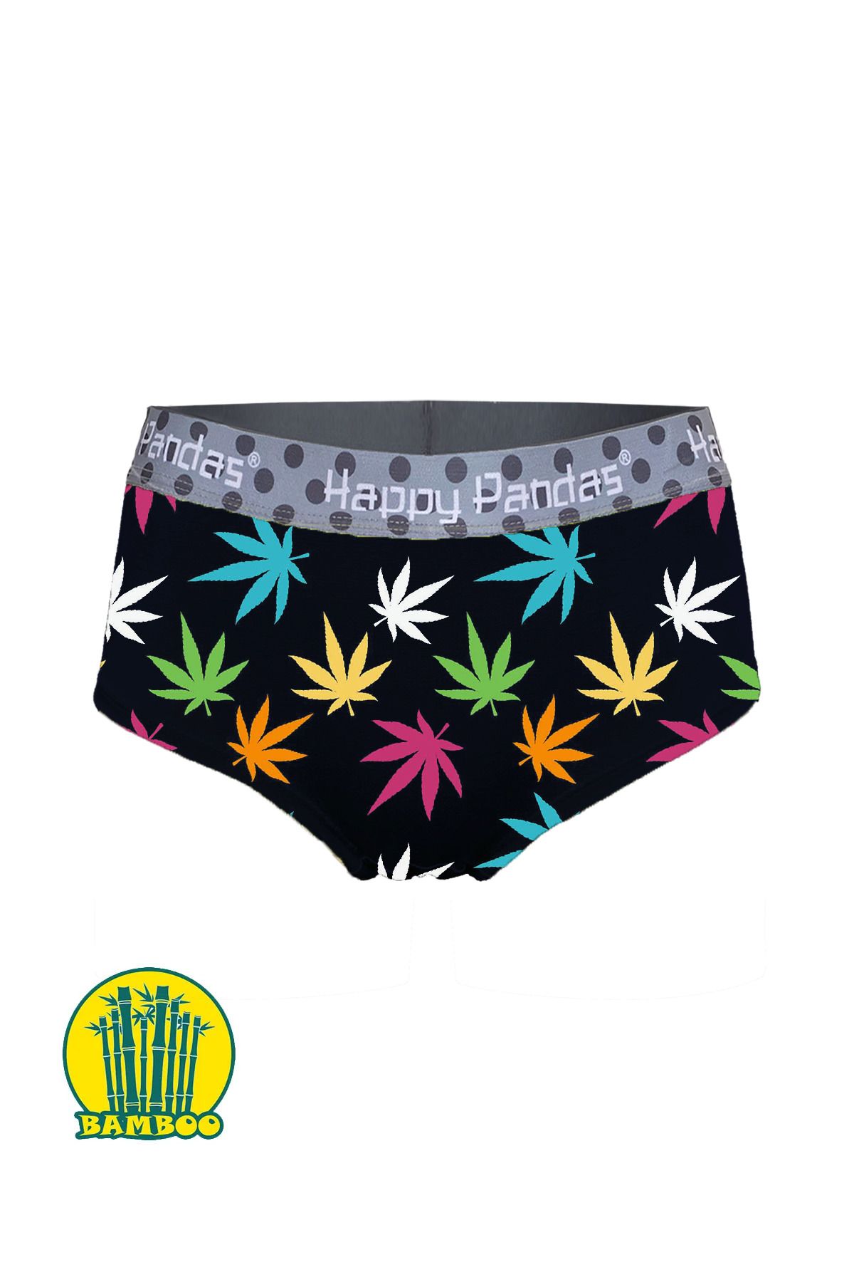BRAINWEAR Kadın Likralı Bambu Dijital Baskılı Hipster Boxer Külot - Happy Pandas Creation