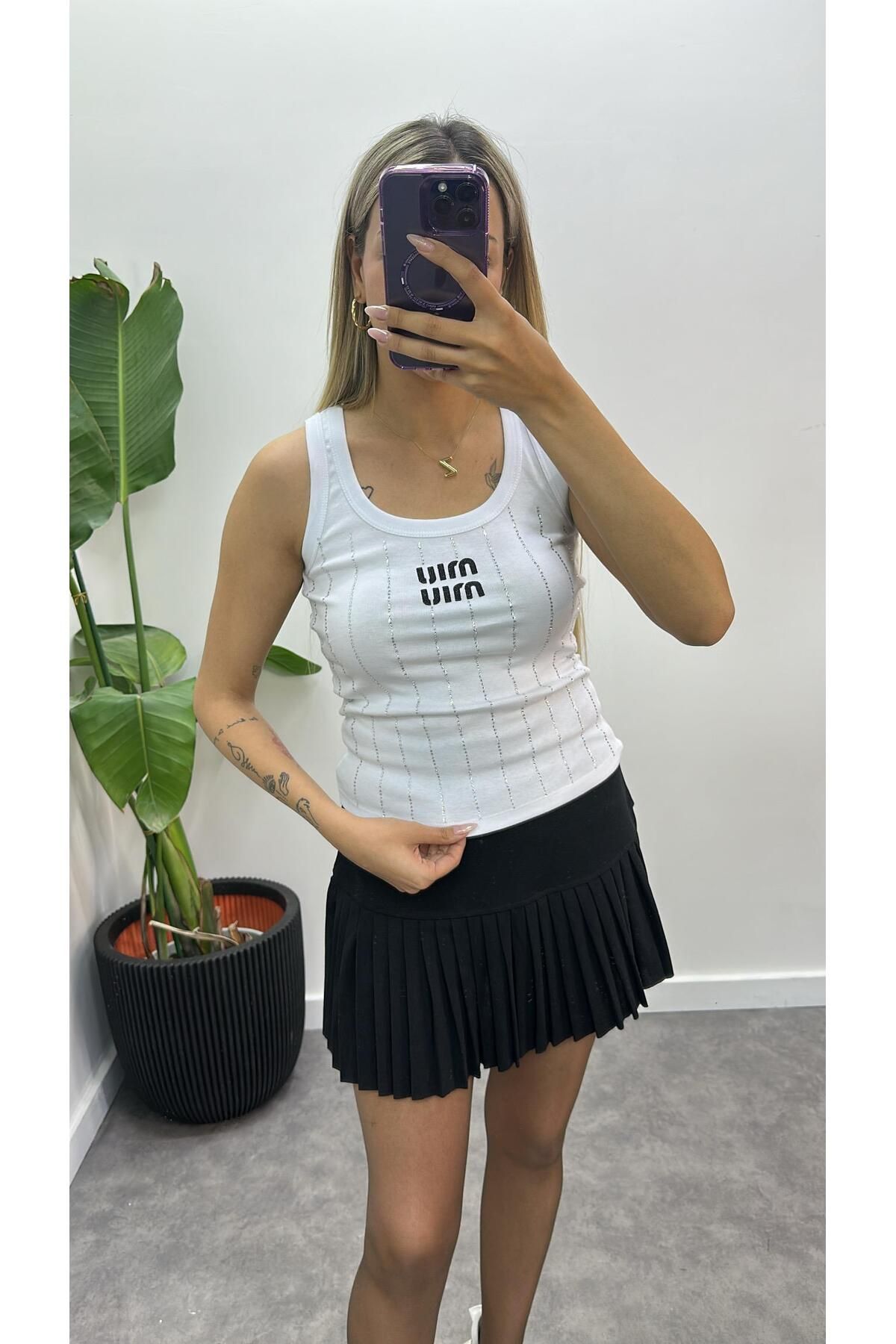 Acar Boutique Premium Taşlı MiuMiu Atlet