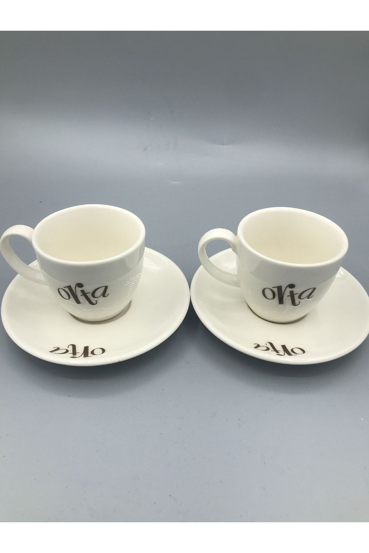 MeMy Design Porselen 2'li Türk Kahvesi Fincanı ve Tabağı