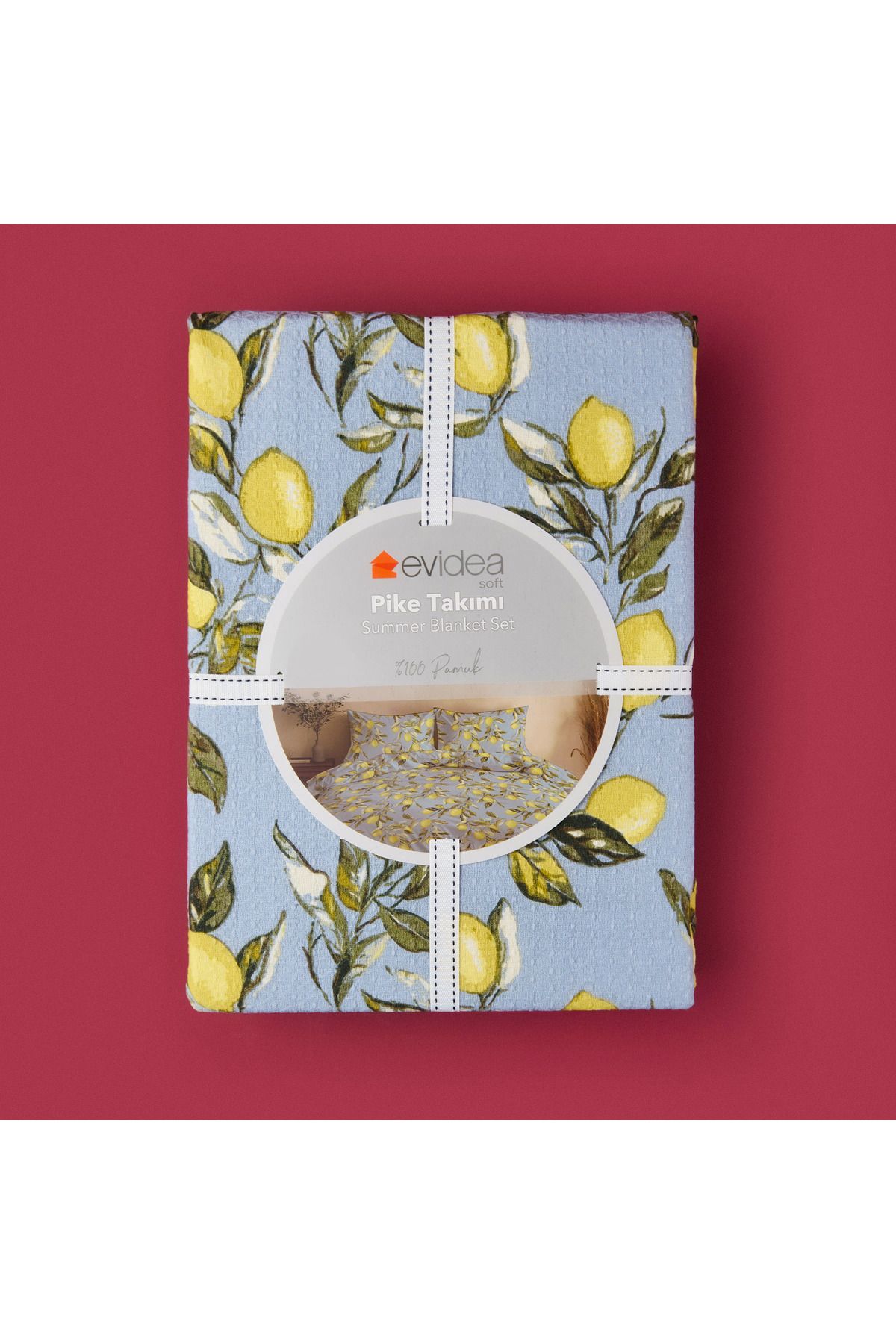 Evidea Soft Fresco Çift Kişilik Pike Takımı - Mavi
