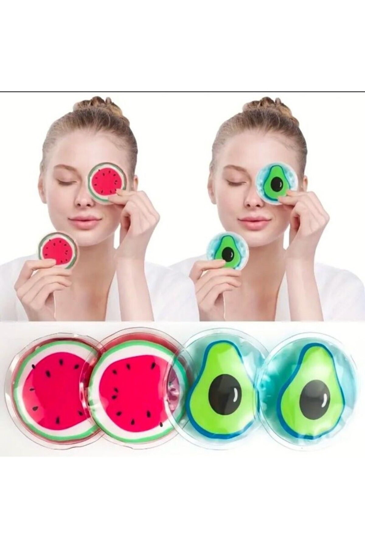 SİNKA Göz Maske Jel Yapı Sıcak Soguk Terapi Maske Karpuz Ve Avokado Model 4 ADET