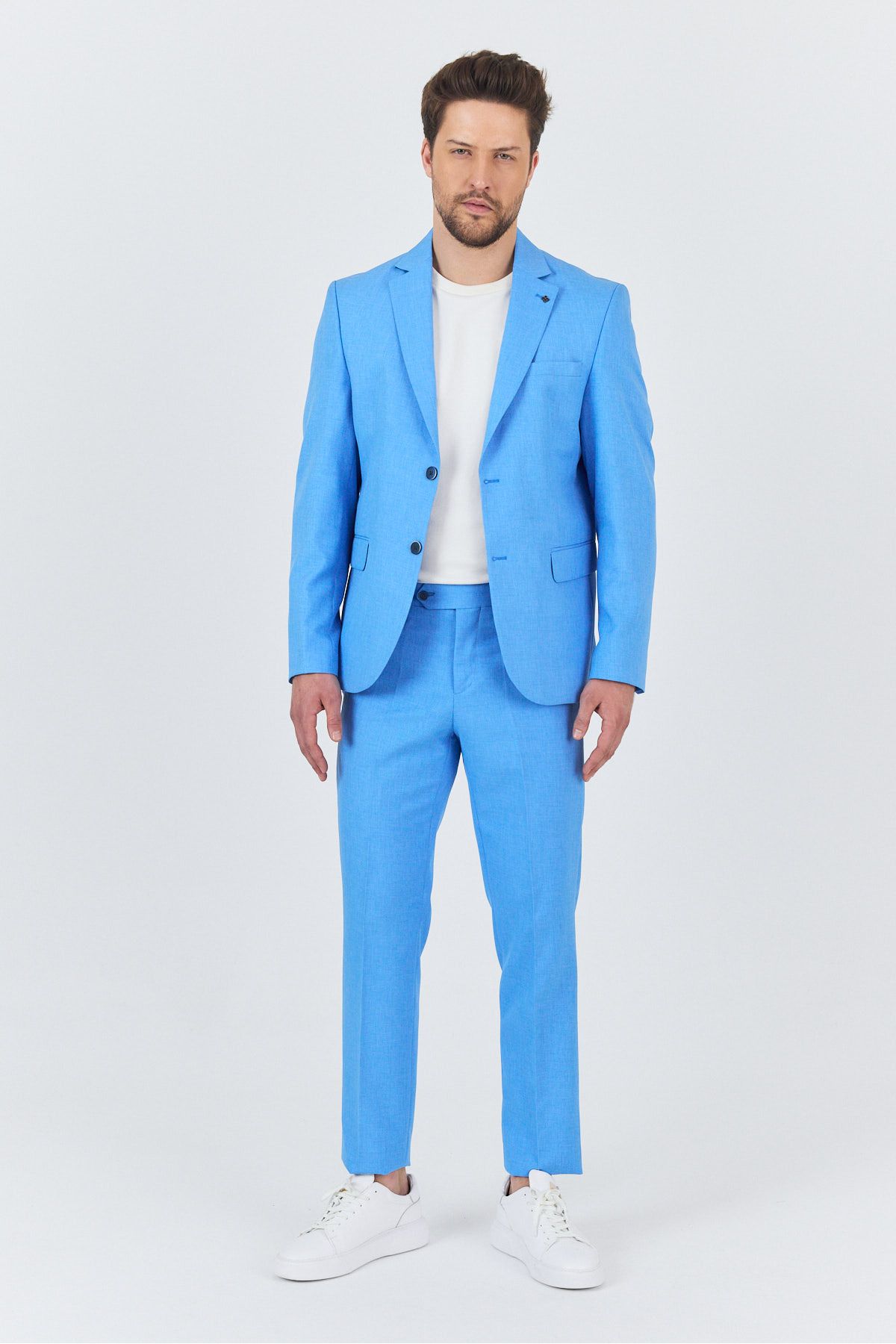 Frappoli Nipoye Erkek Mavi 2'li Slim Fit Takım Elbise