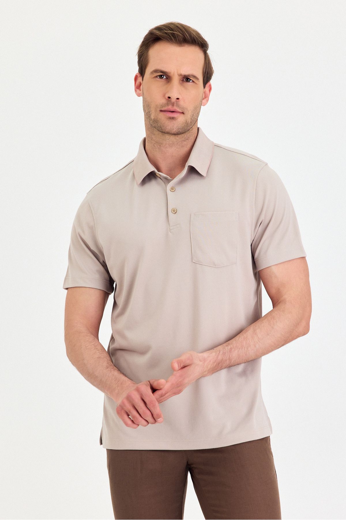 ENQUE Cepli Düz Pamuk Yazlık Kısa Kol Polo Yaka Çekmez Basic Slim Fit T-Shirt