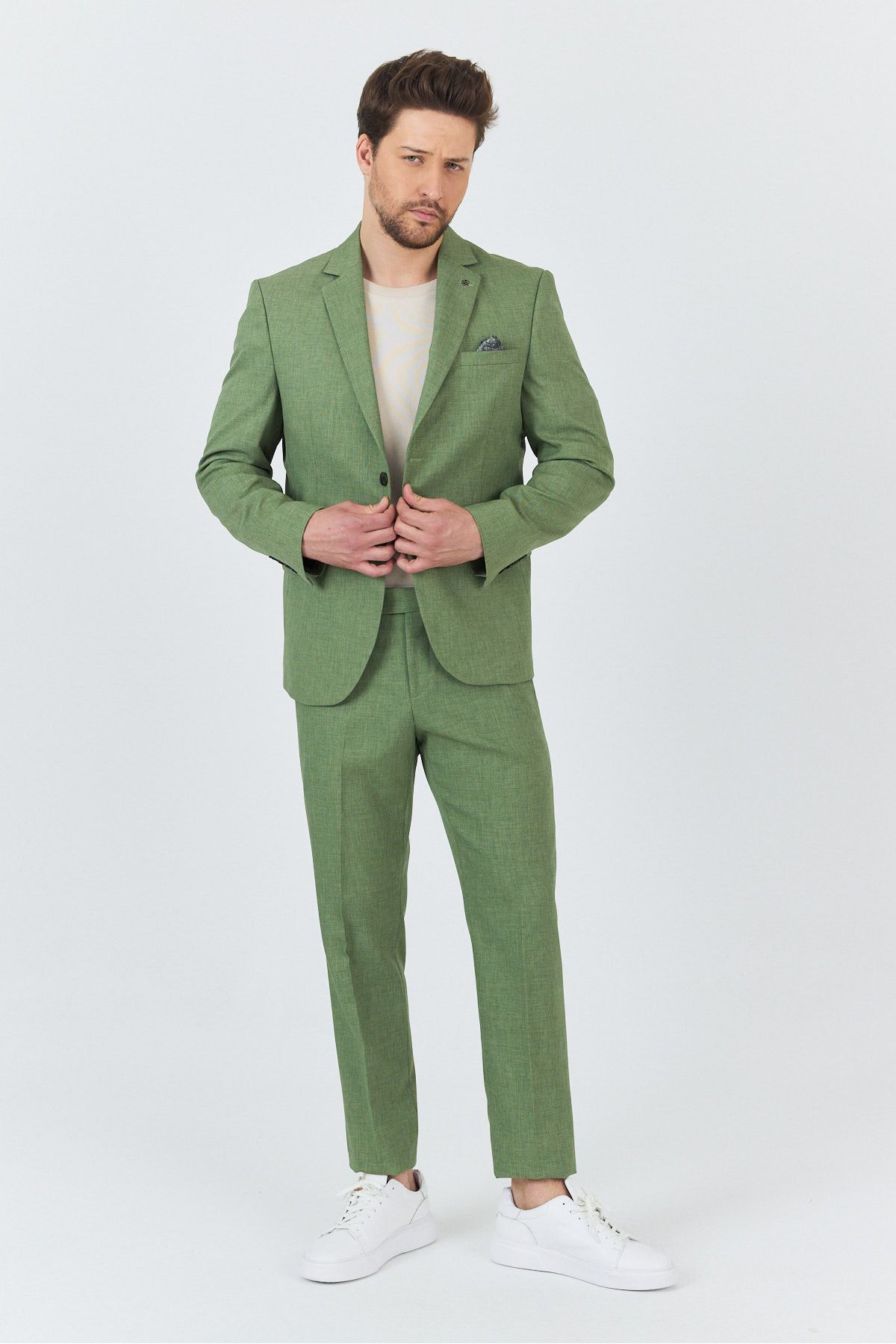 Frappoli Nipoye Erkek Yeşil 2'li Slim Fit Takım Elbise