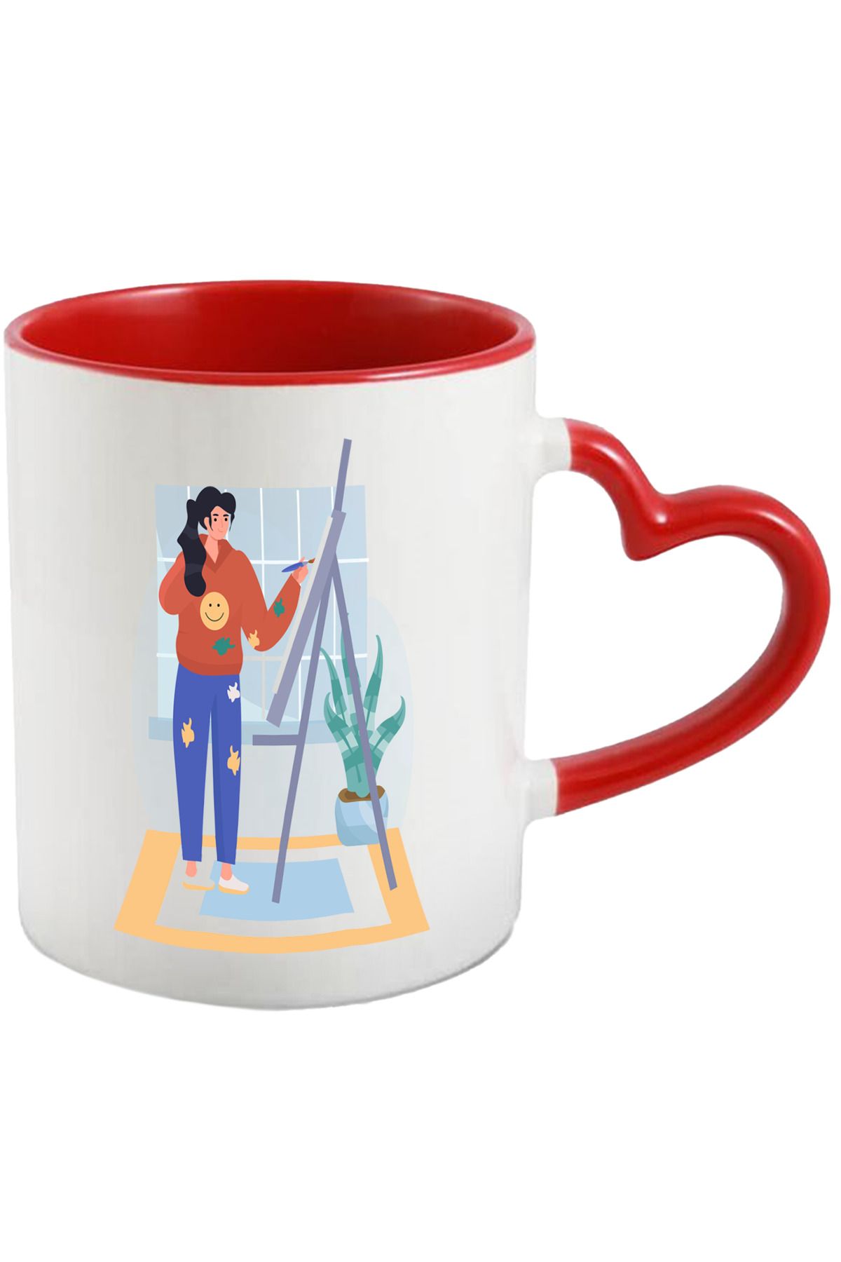StoryGift Romania Cana Cu Sevalet, Pictura, Pensula, Artist, Covor, Multicolor 330 Ml, Ceramica Cu, Cu ,stg - One Size