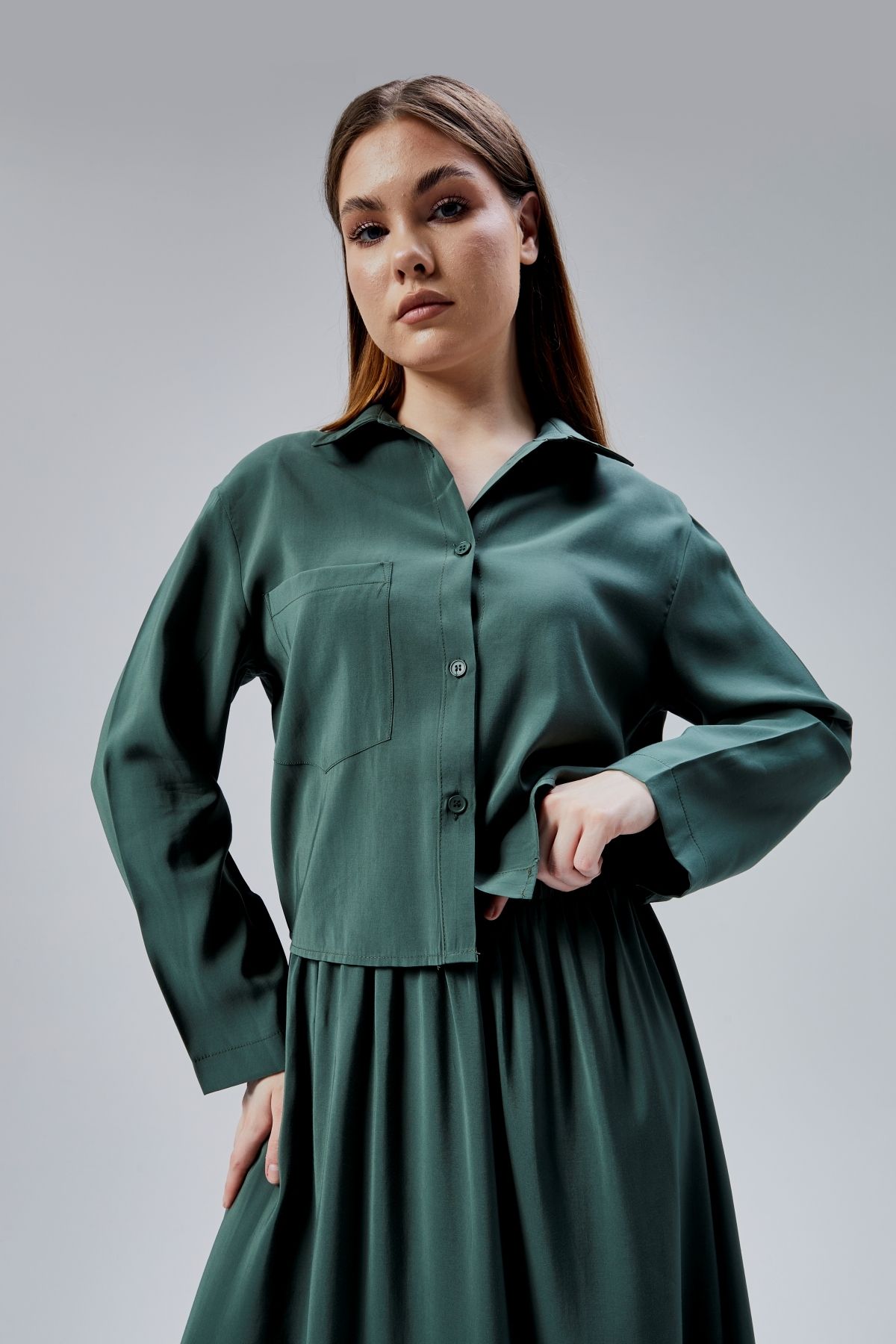 Bolivente Haki Oversize Gömlek