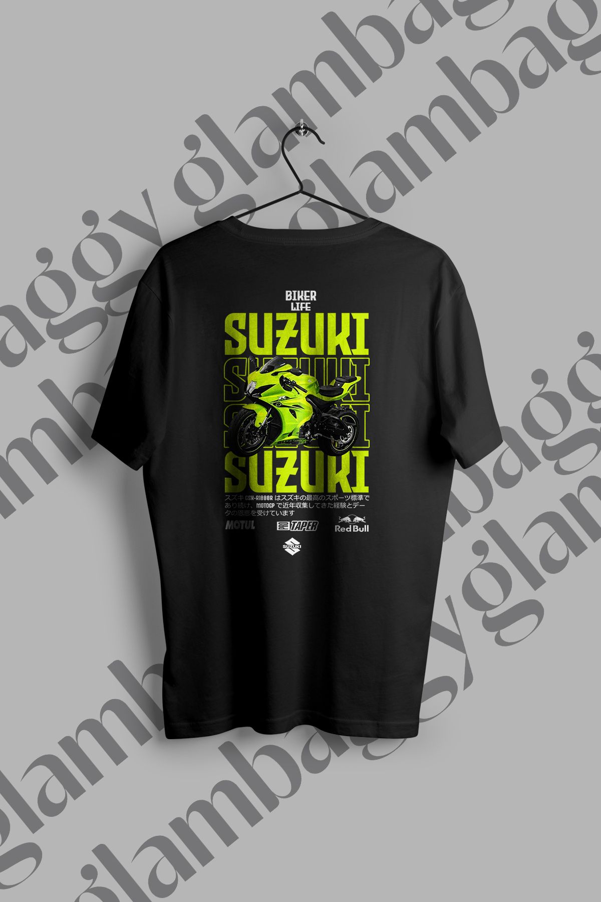 Glambaggy Suzuki GSX-R1000 Baskılı Siyah Tişört