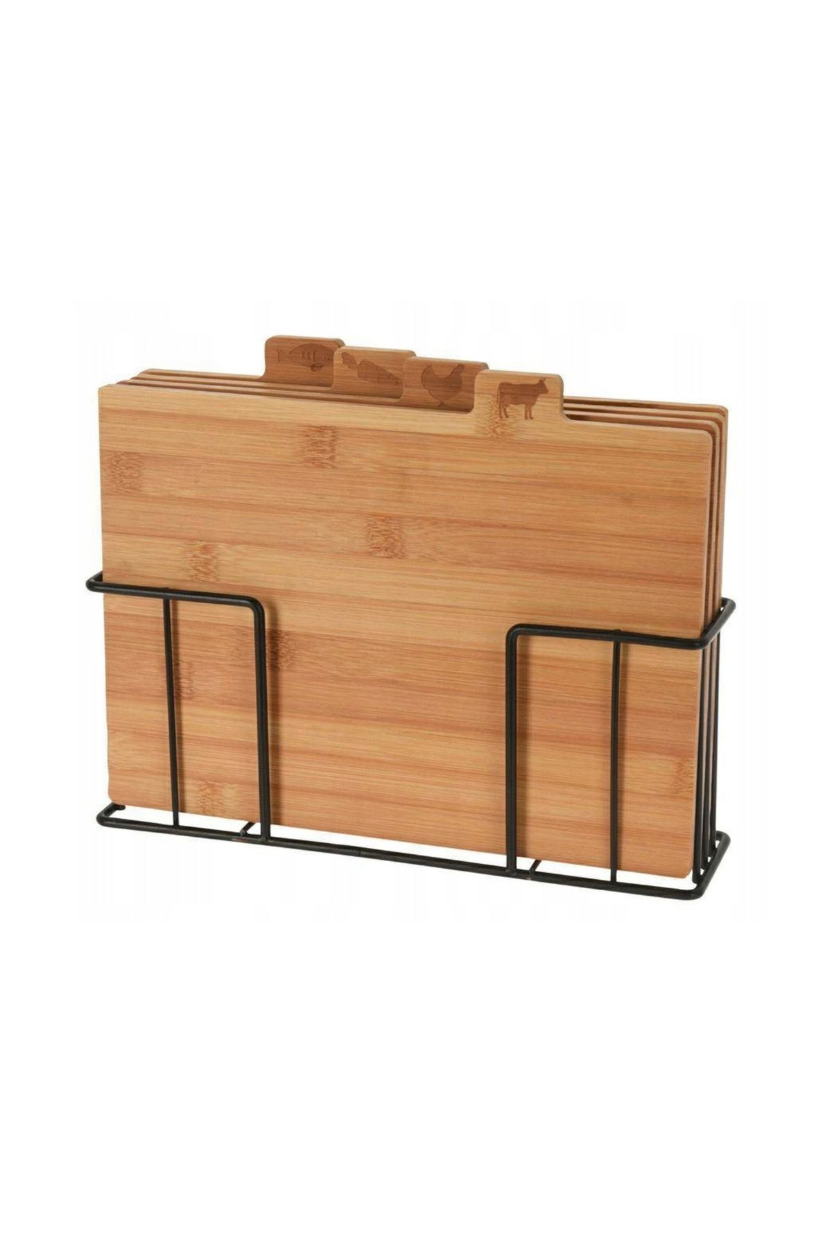 Excellent Houseware 4'lü Bambu Kesme Tahtası Seti - Kahverengi - 28x20x7 cm