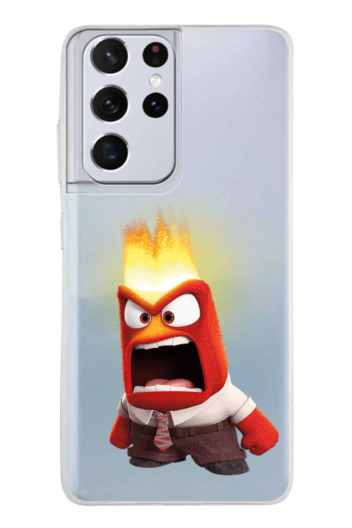 TechTree Samsung Galaxy S21 ULTRA Uyumlu Ters Yüz Kızgın Anger Tasarımlı Şeffaf Silikon Kılıf