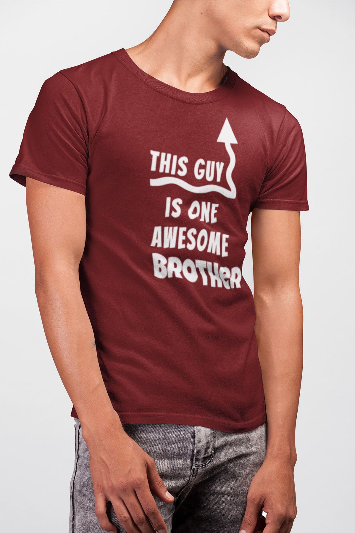 qoeuyl boutique This Guy Is One Awesome BoyFriend Baskılı Arkadaş Kanka Hediye %100 Pamuk Tişört