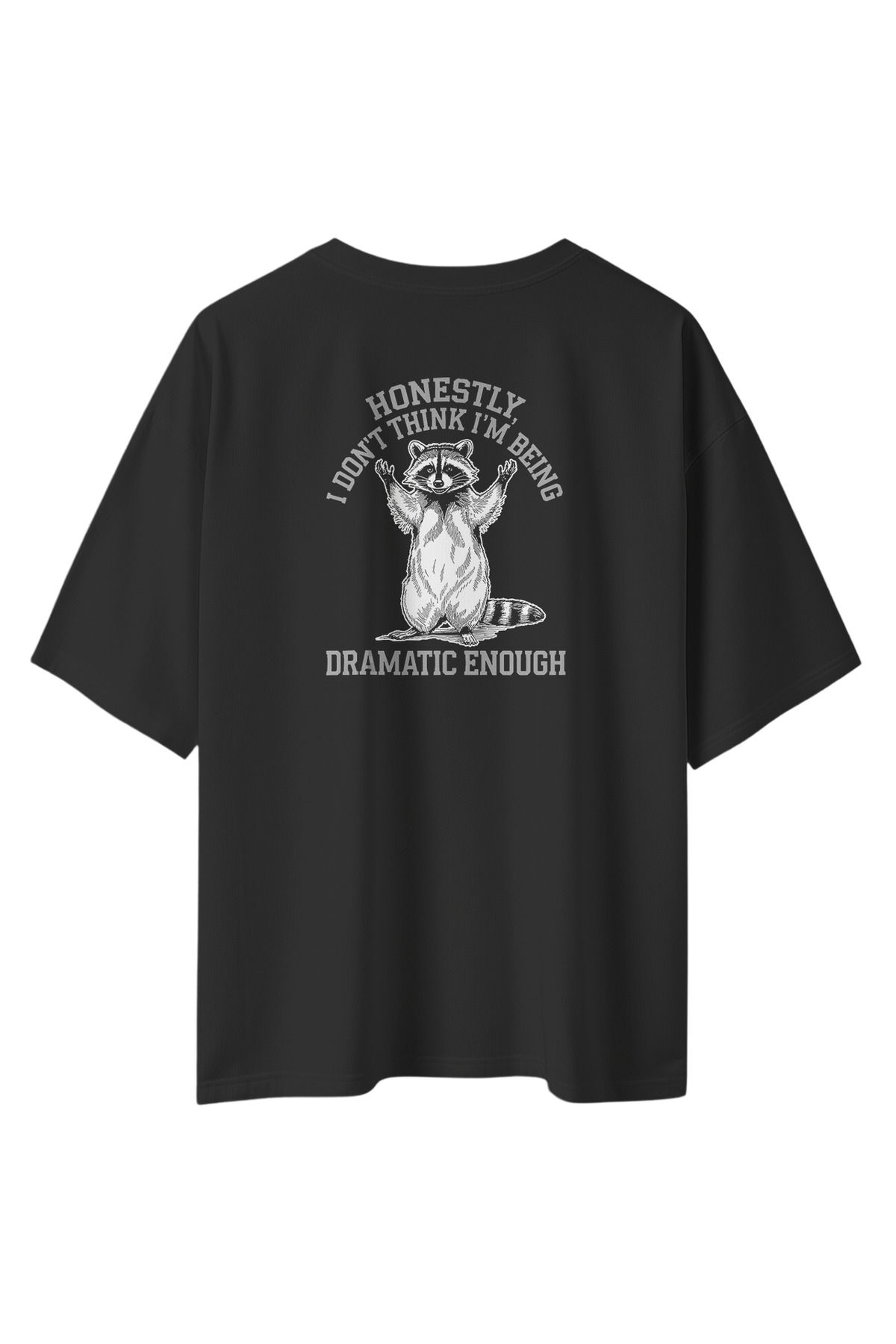 Wabizon Dramatic Raccoon - Oversize / Geniş Kesim Baskılı %100 Pamuklu T-shirt | Unisex