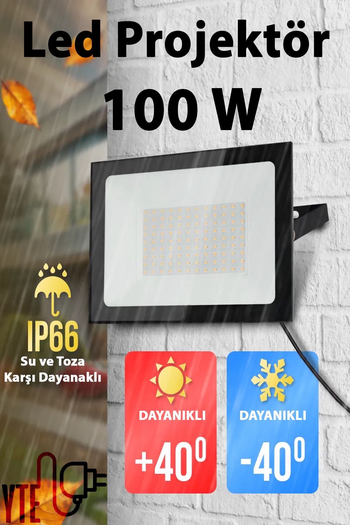 Led Projektör 100 W Ip 66 Su-toz Geçirmez Smd Led Yüksek Işık Beyaz 6400k