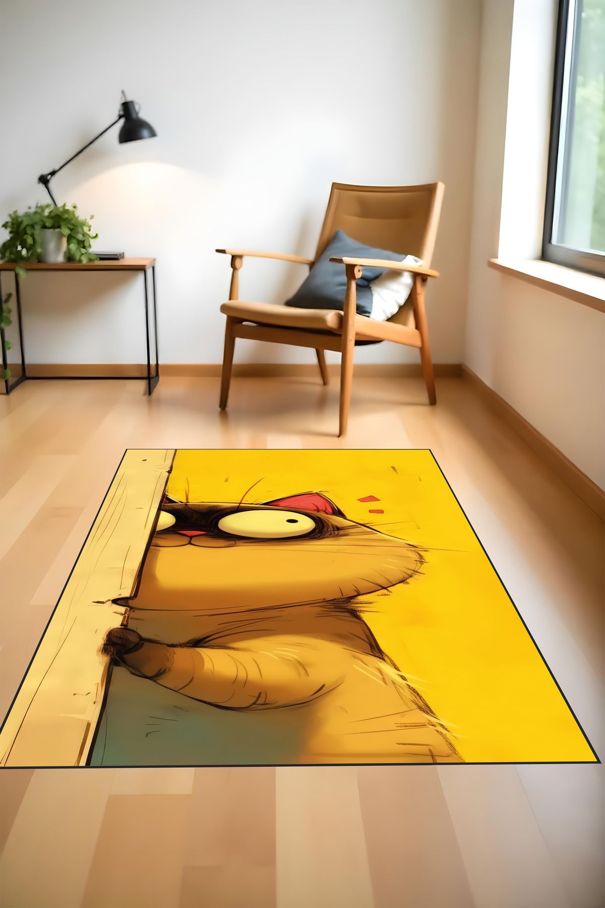 Liriya Makinede yıkanabilir kedi desenli kaymaz taban leke tutmaz çocuk halısı salon halısı ve yolluk