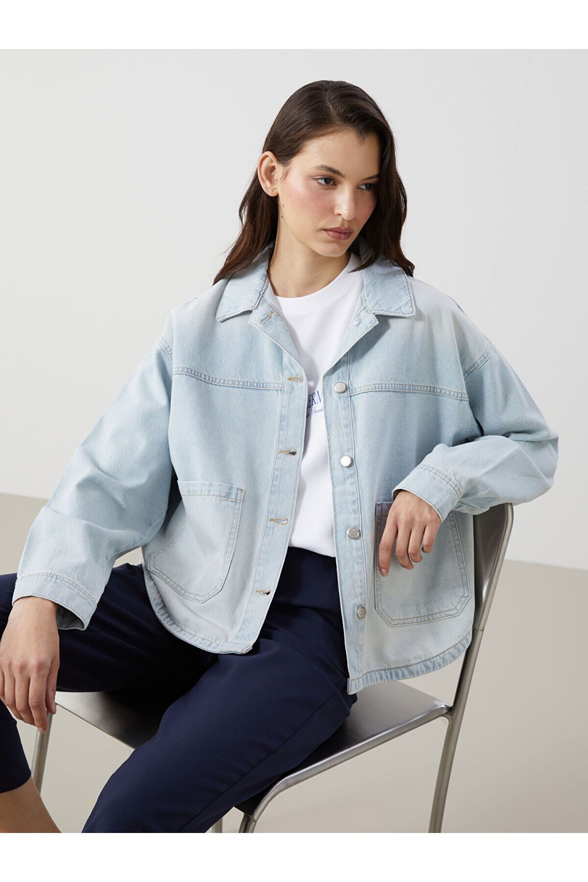 LC Waikiki Oversize Kadın Jean Gömlek Ceket