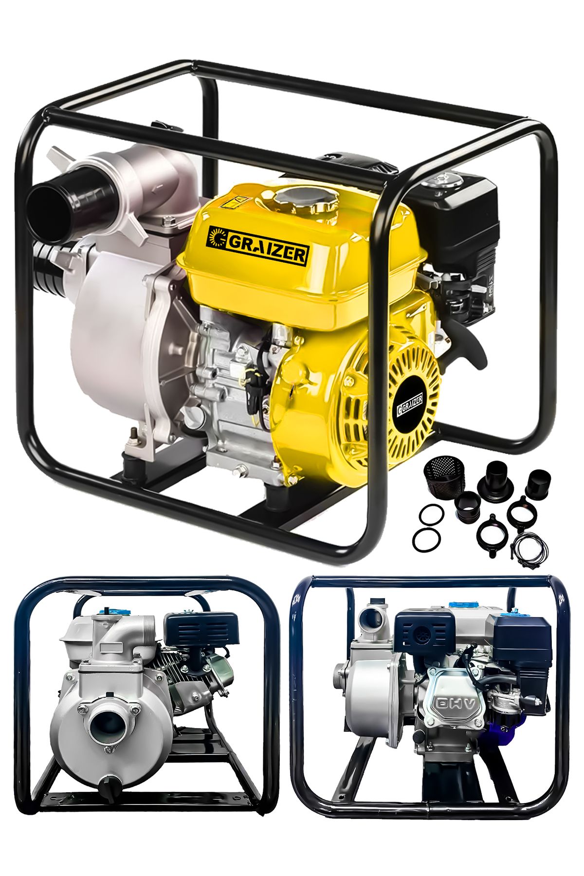 Graizer Powerforge 9,8 Hp Metal Şanzuman Turbo Benzinli Yüksek Performans 3 Parmak Benzinli Su Motoru-Sarı