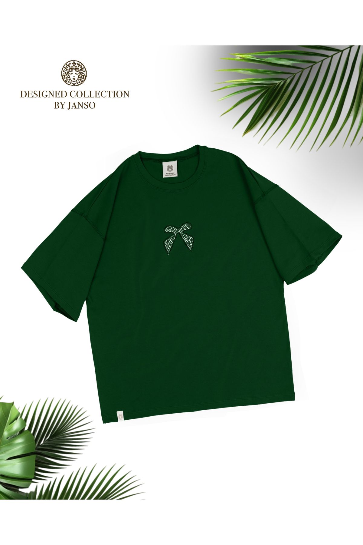 LOU MODA -KADIN FİYONK TAŞ BASKILI TSHIRT OVERSİZE