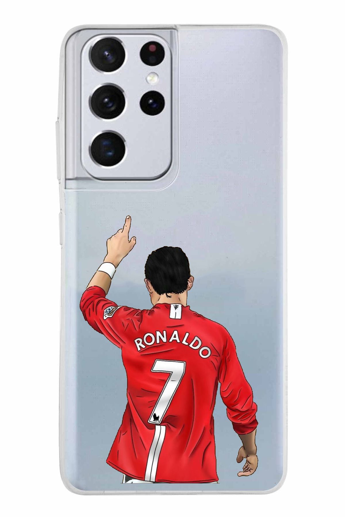 TechTree Samsung Galaxy S21 ULTRA Uyumlu C. Ronaldo Forma Tasarımlı Şeffaf Silikon Kılıf