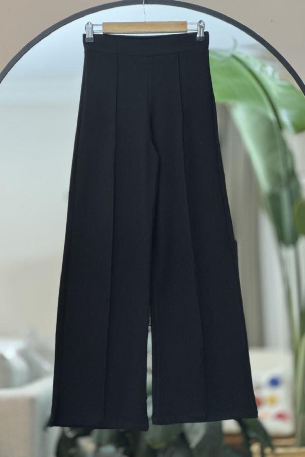 Butik Ayseba Kadın Çımalı Çelik Örgü Bol Paça Pantolon