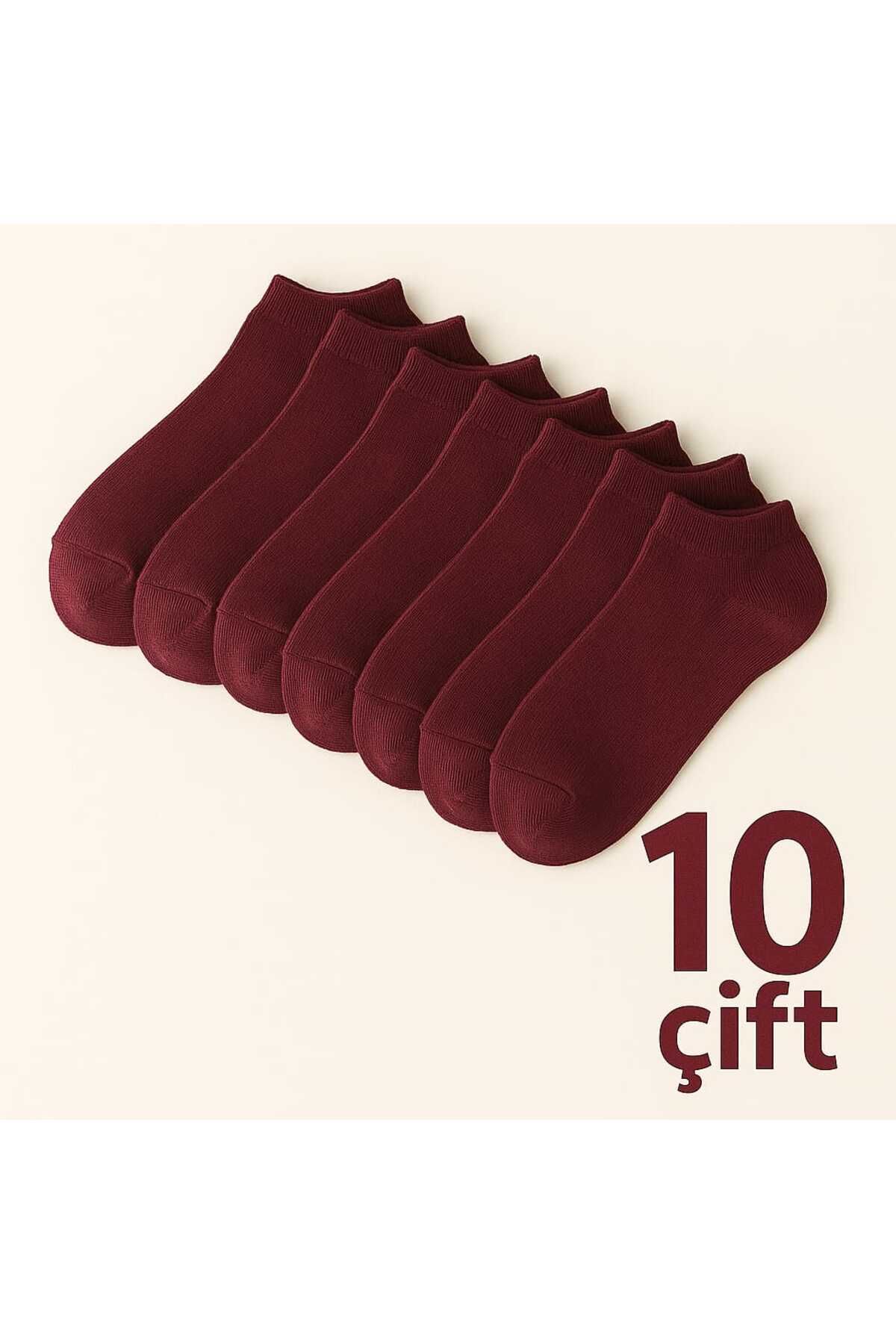Butik Flanör Bordo 10'lu Patik Çorap
