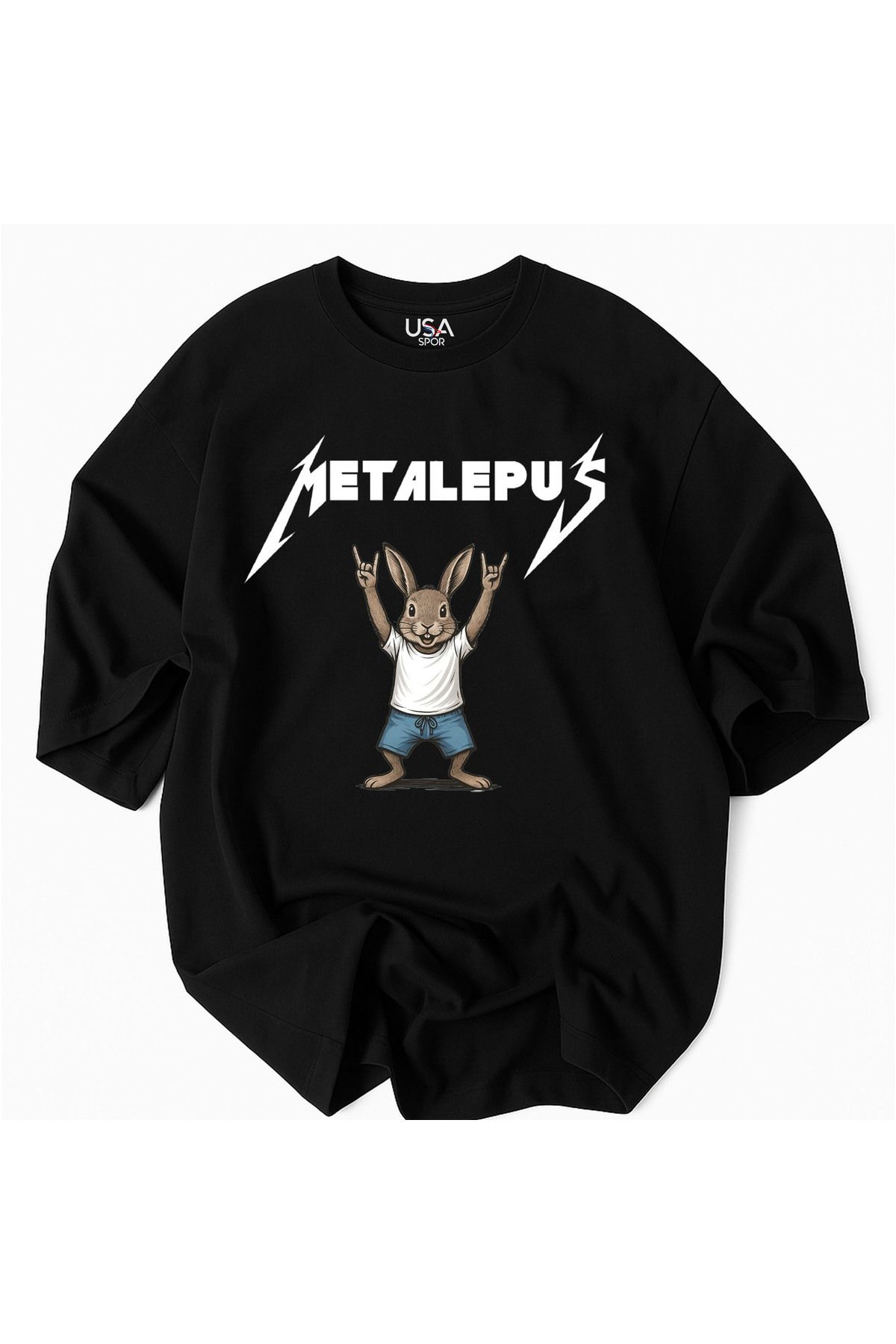 Advantage Metalepus Metalci Tavşan Logolu Unisex Oversize %100 Pamuklu T-Shirt