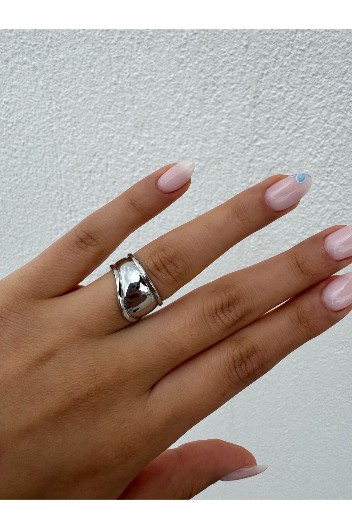 Jiji Jewelery Şık Modern Gümüş Renk Trend Paslanmaz Çelik Yüzük