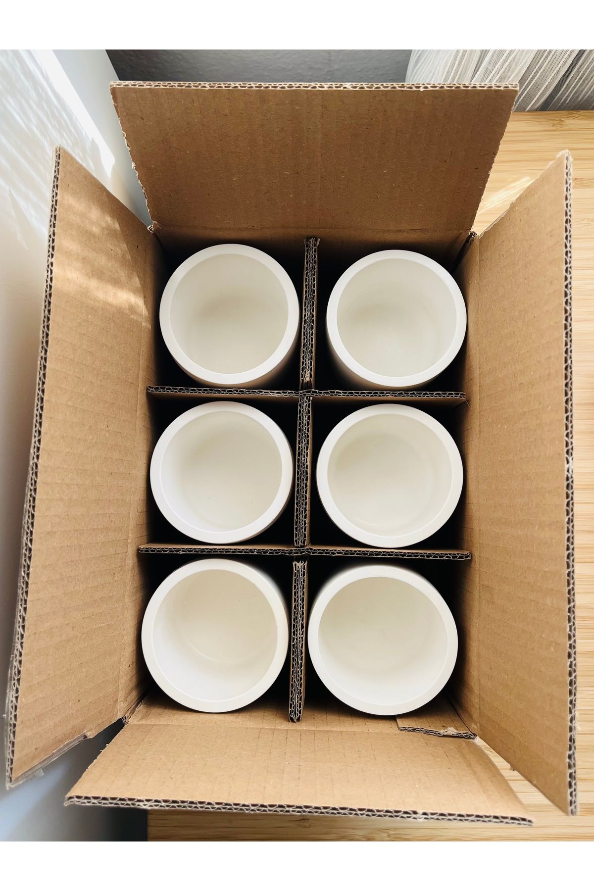 Minic Store 6'lı Beton Kapaklı Kap - Toptan Mum Kabı - Taş Saksı 7cm