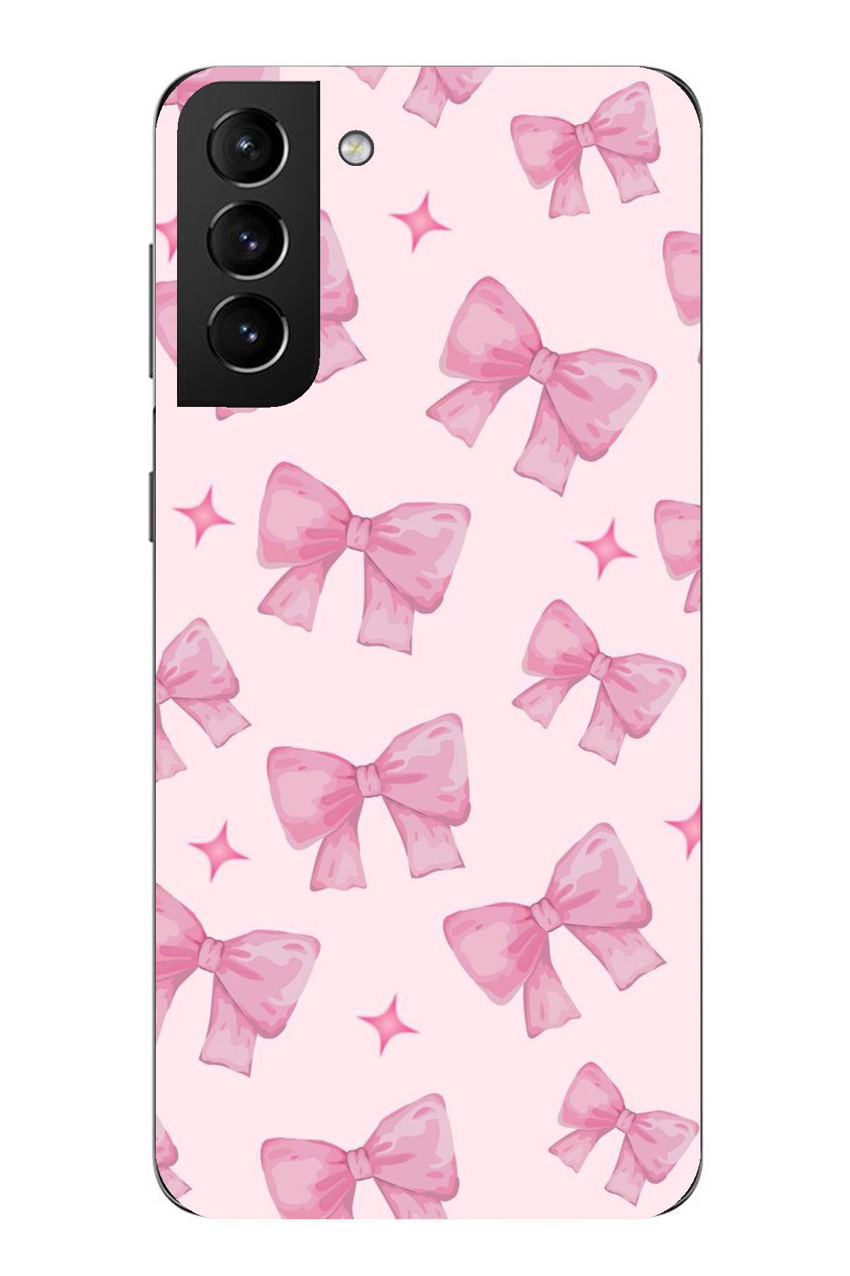 TechTree Samsung Galaxy S21 PLUS Uyumlu Pembe Fiyonklar Şeffaf Silikon Kılıf