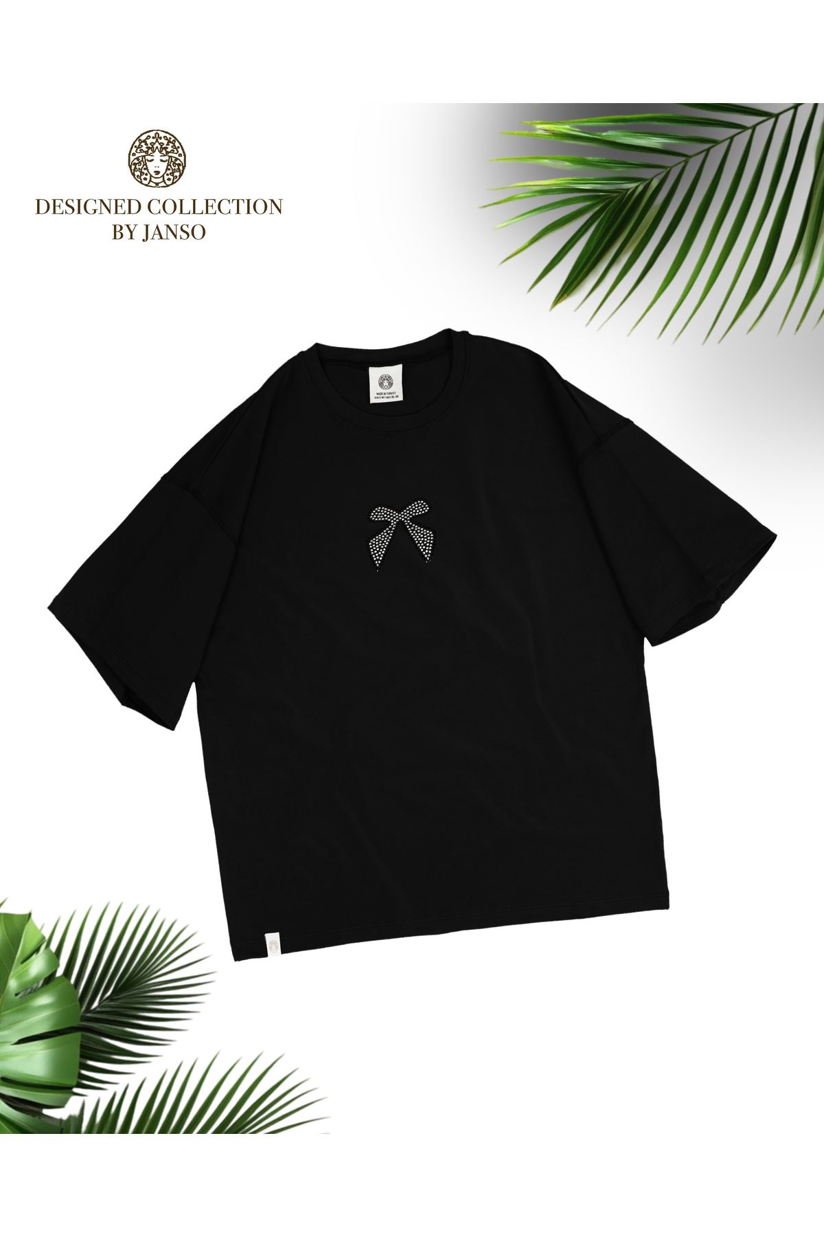 LOU MODA -KADIN FİYONK TAŞ BASKILI TSHIRT OVERSİZE