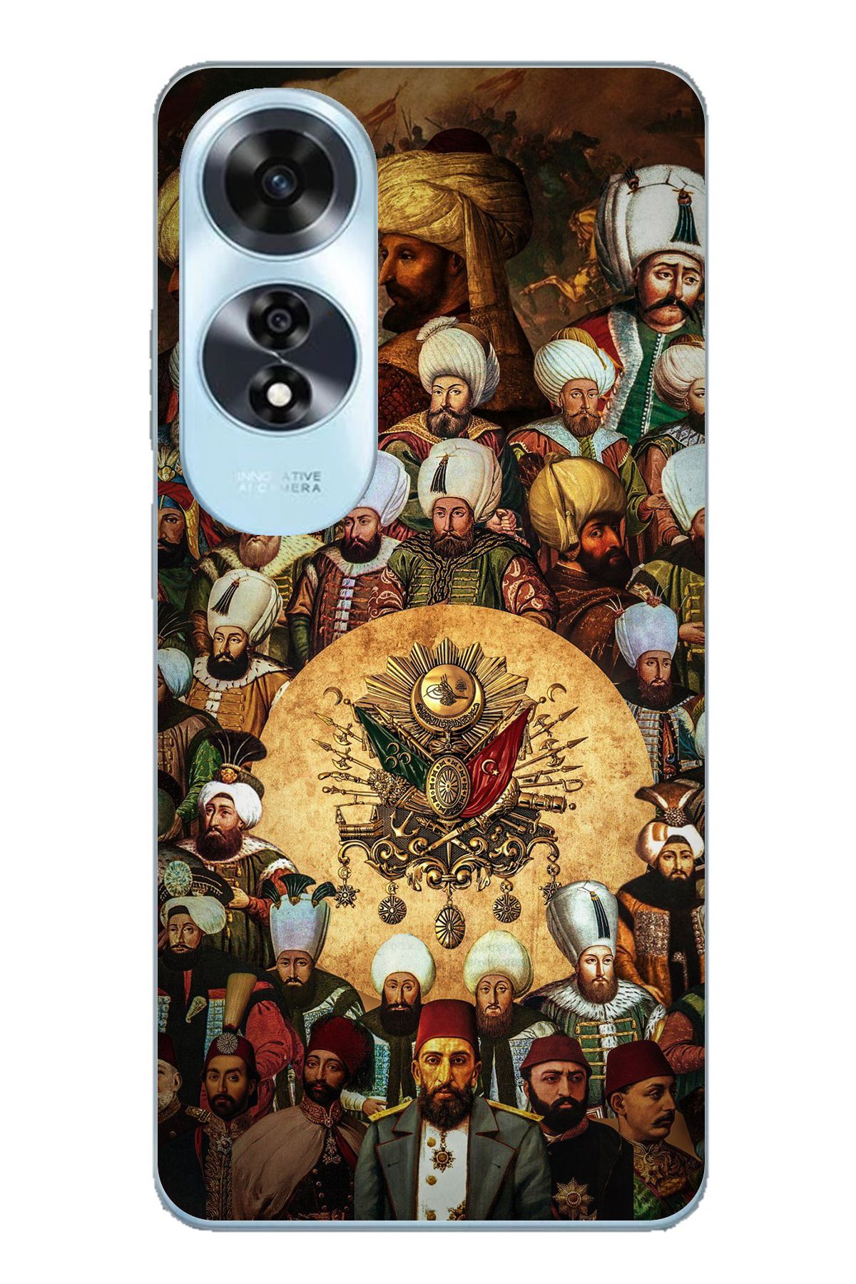 TechTree OPPO A60 Uyumlu Osmanlı Padişahları Şeffaf Silikon Kılıf