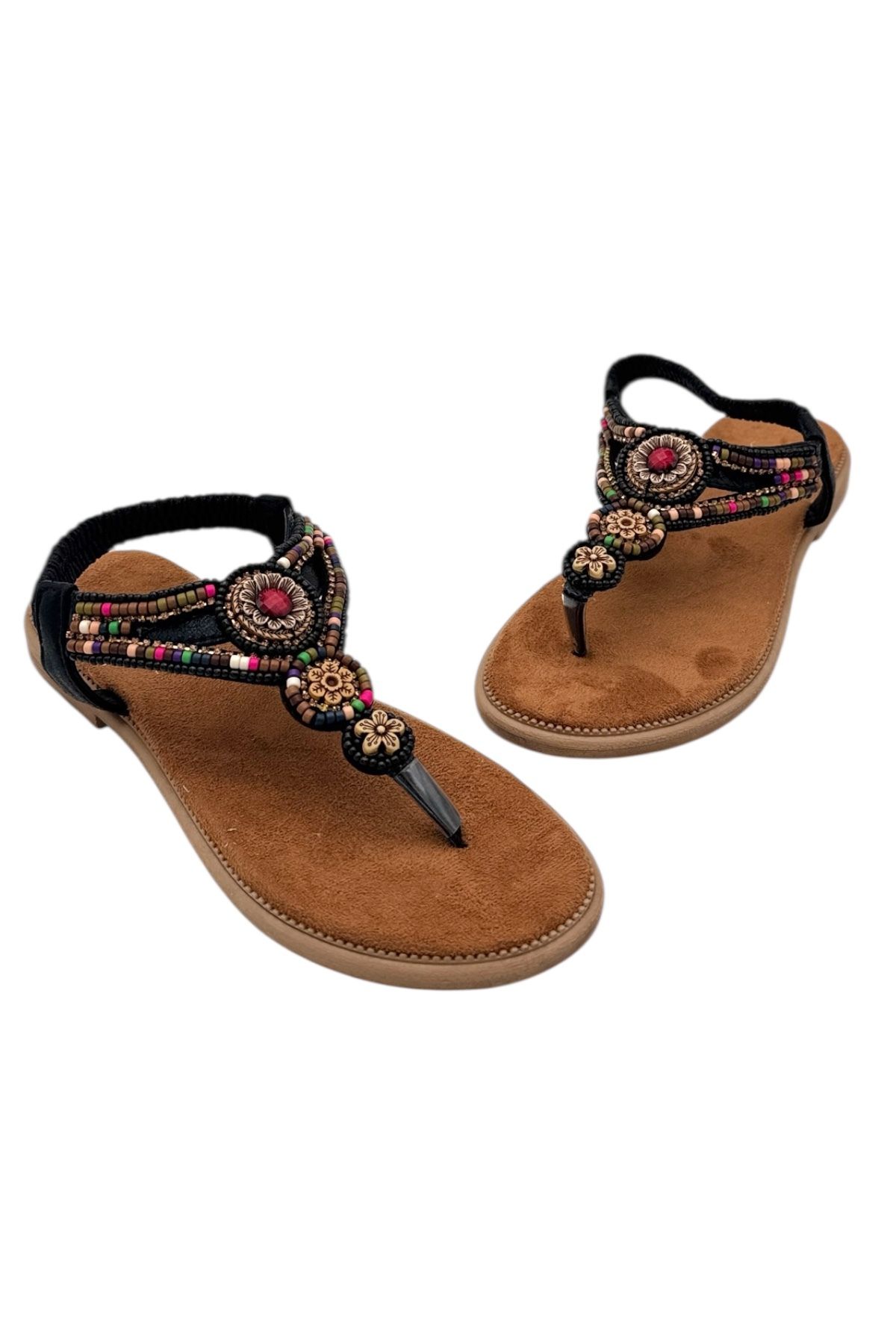 Y&D Shoes Feles Taş Detaylı Parmak Arası Sandalet