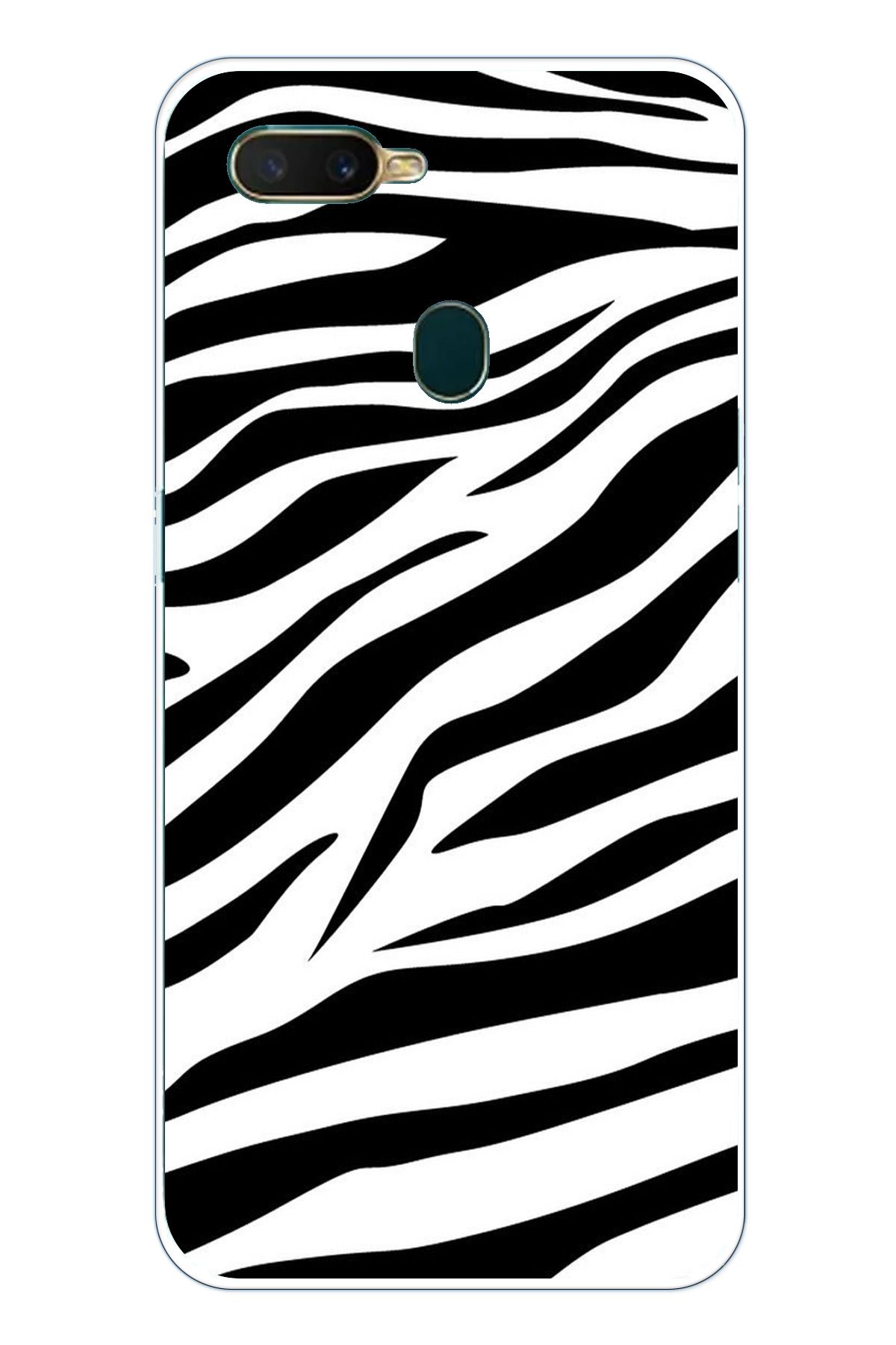 TechTree Oppo A5S- AX7 - A12 Uyumlu Zebra Tasarımlı Şeffaf Silikon Kılıf