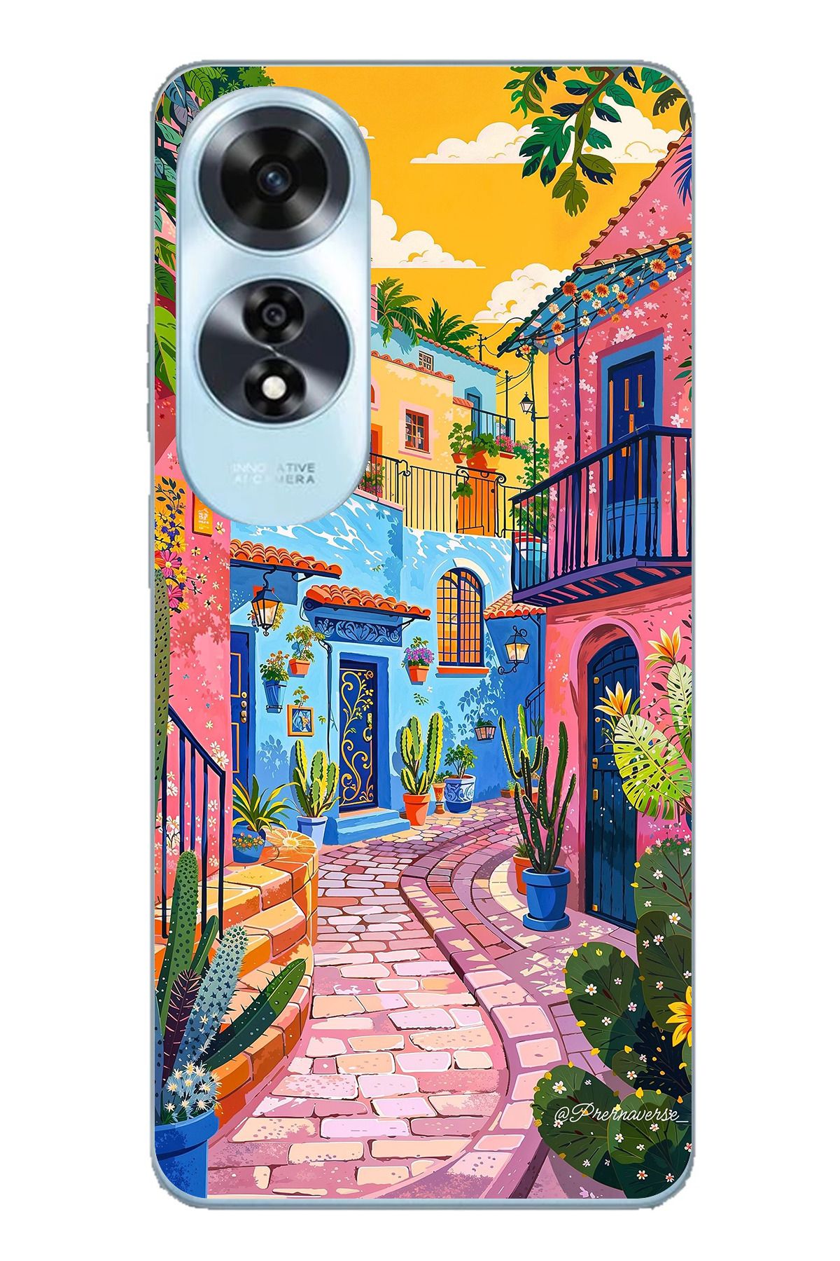 TechTree OPPO A60 Uyumlu Renkli Sanat Sokak Silikon Kılıf