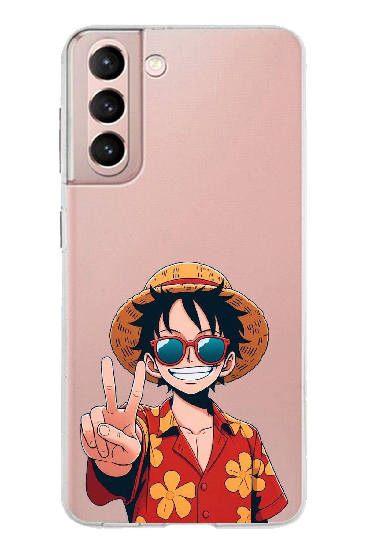TechTree Samsung Galaxy S21 Uyumlu Monkey D. Luffy Tasarımlı Şeffaf Silikon Kılıf