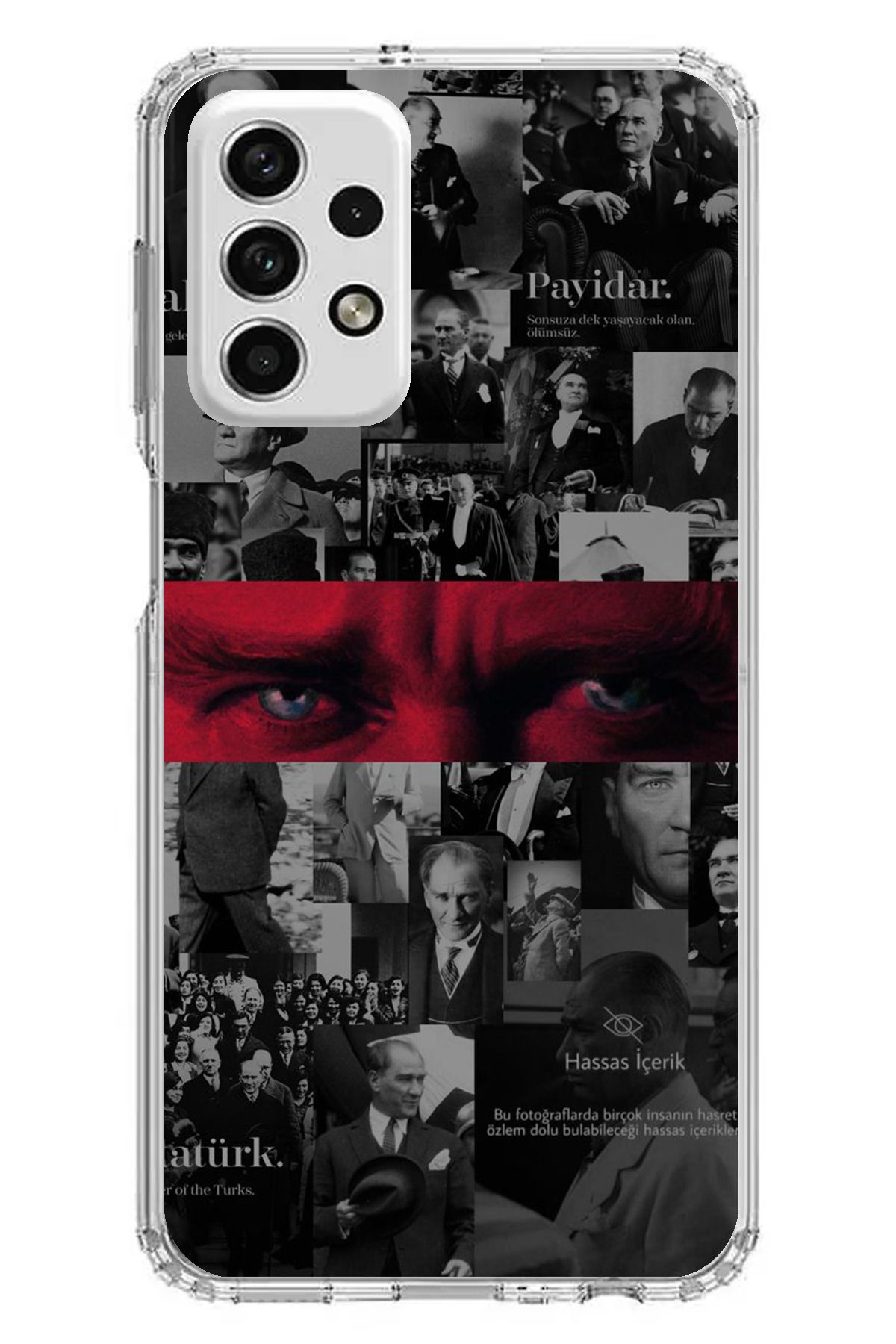 TechTree Samsung Galaxy A73 Uyumlu Atatürk Gözler Tasarım Şeffaf Silikon Kılıf