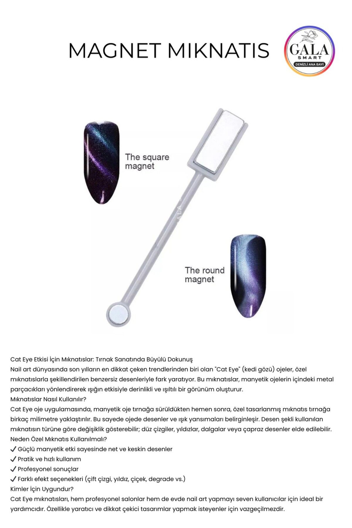 gala smart Magnet Mıknatıs Kedi Gözü Kalıcı Oje İçin