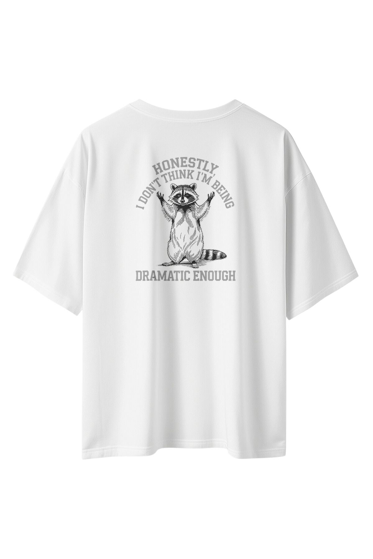 Wabizon Dramatic Raccoon - Oversize / Geniş Kesim Baskılı %100 Pamuklu T-shirt | Unisex