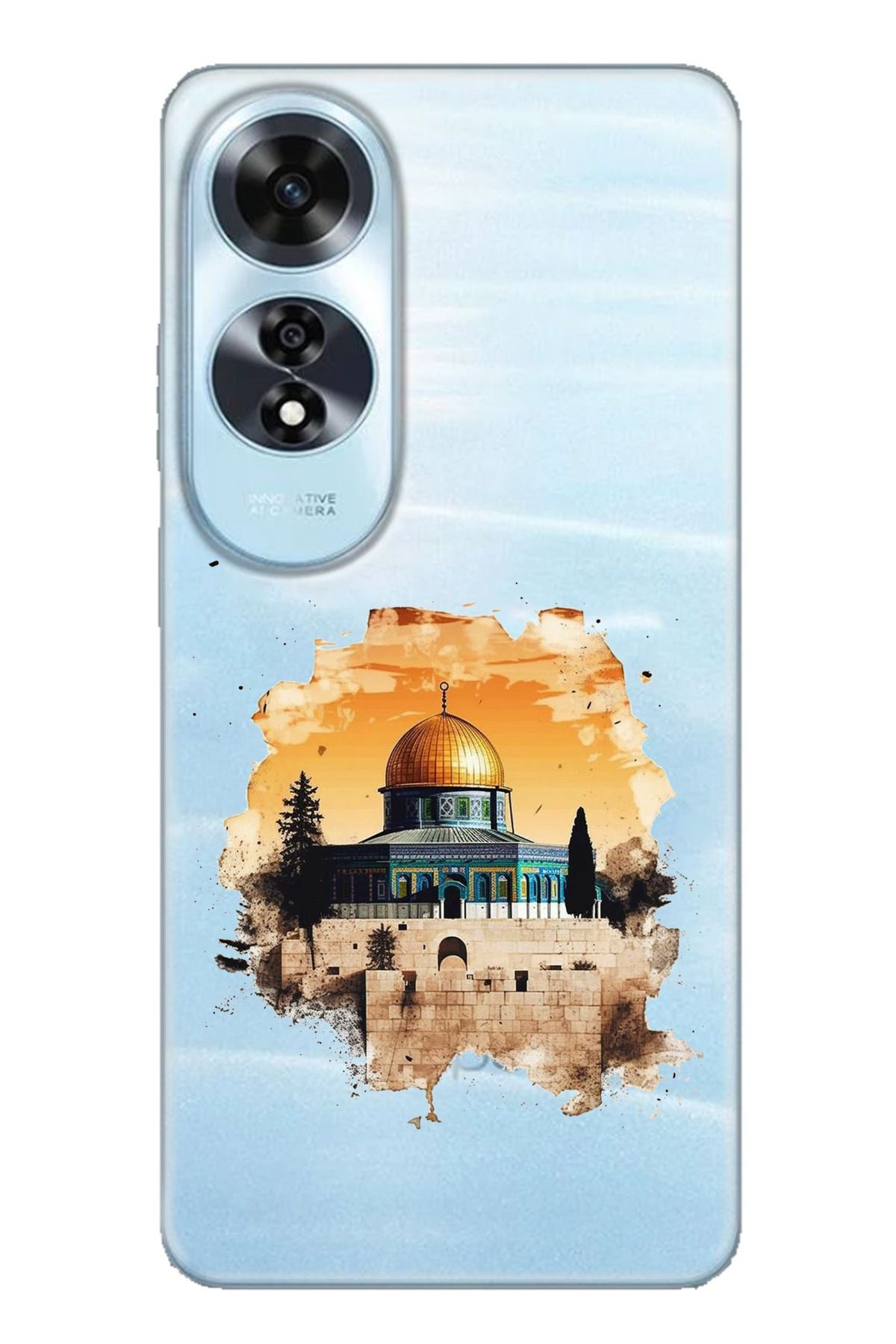 TechTree OPPO A60 Uyumlu Mescid-i Aksa Tasarımlı Şeffaf Silikon Kılıf