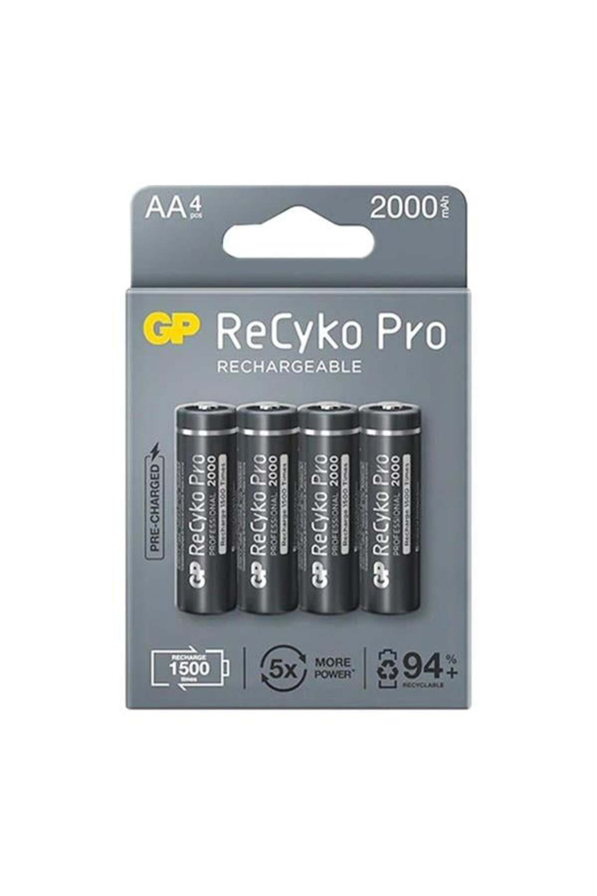 YİĞİTAUTOCLASS Gp Recyko Pro AA 2000 Mah Şarjlı 4'Lü Pil
