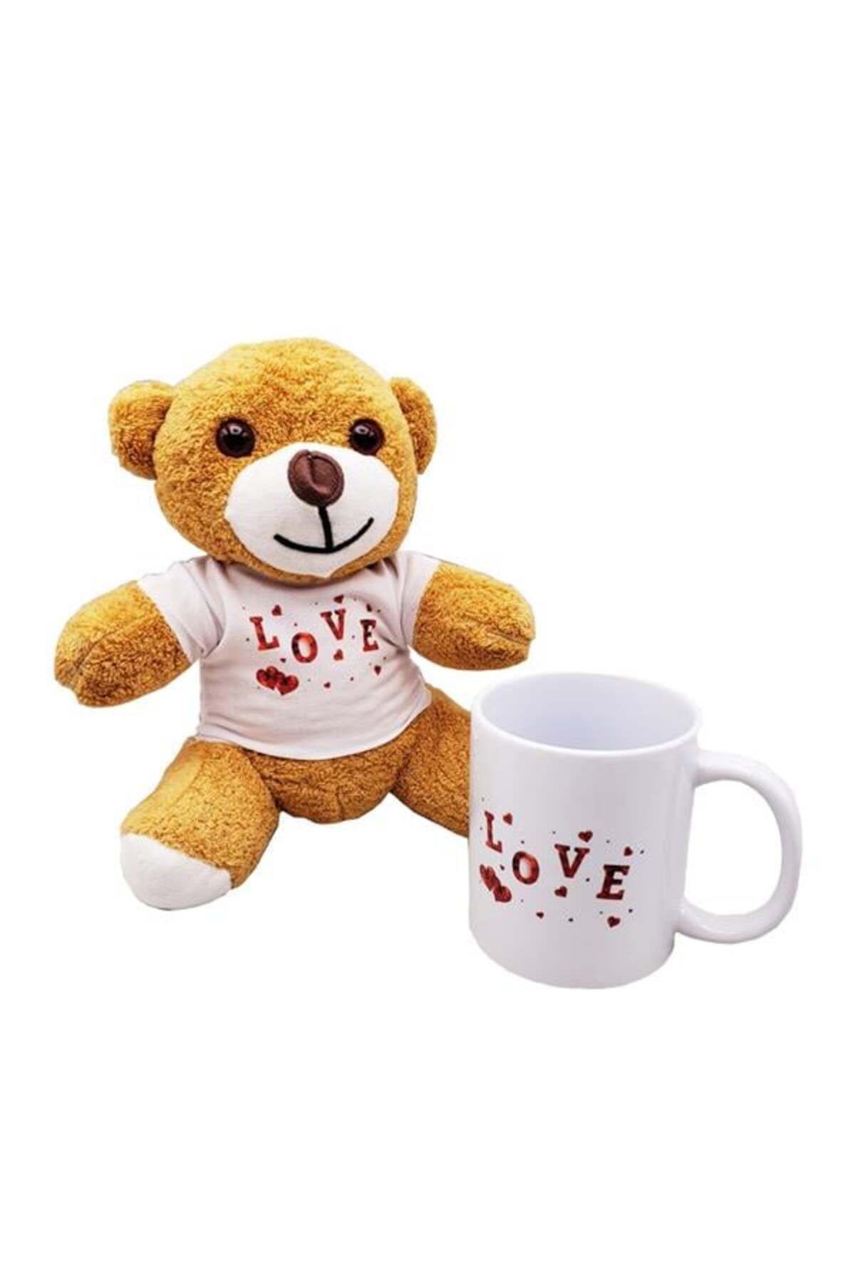 feifei Love Baskılı Kahverengi Ayıcık Ve Kupa Hediye Seti