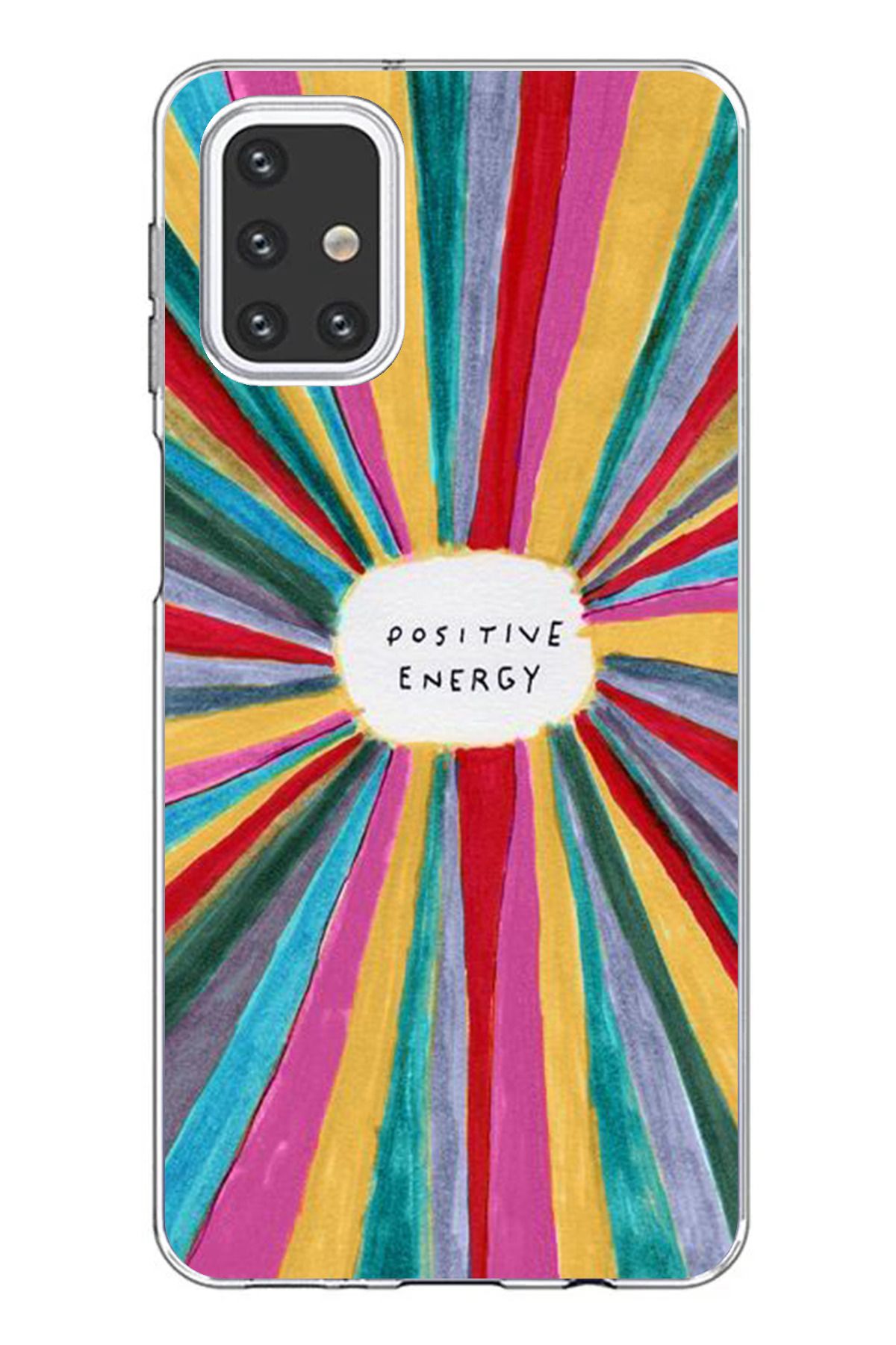 TechTree Samsung Galaxy M31S Uyumlu Positive Energy Tasarımlı Şeffaf Silikon Kılıf